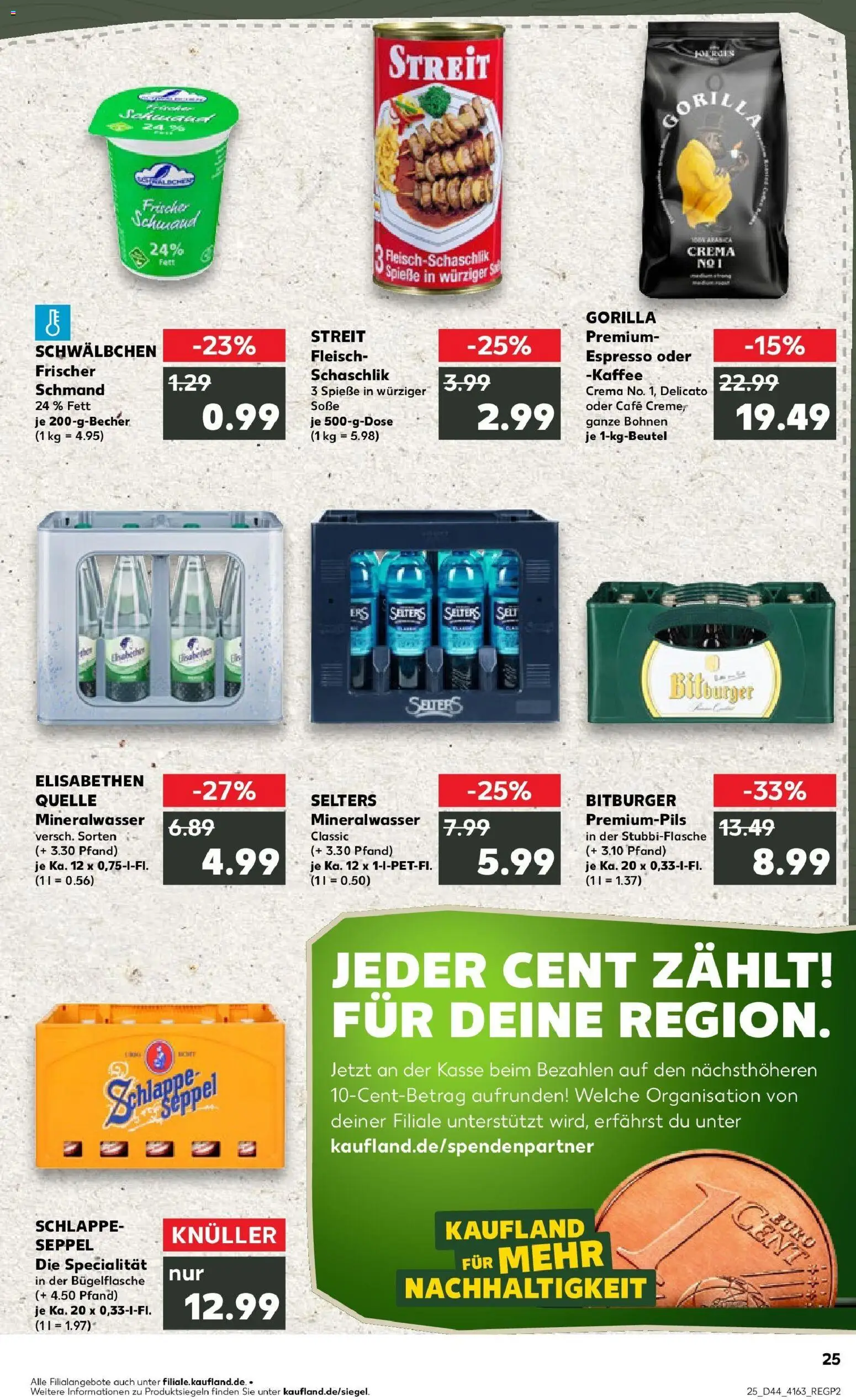 Kaufland prospekt Dreieich	 – gültig ab 30.10.2025 | Seite: 25 | Produkte: Kaffee, Burger, Mineralwasser, Soße