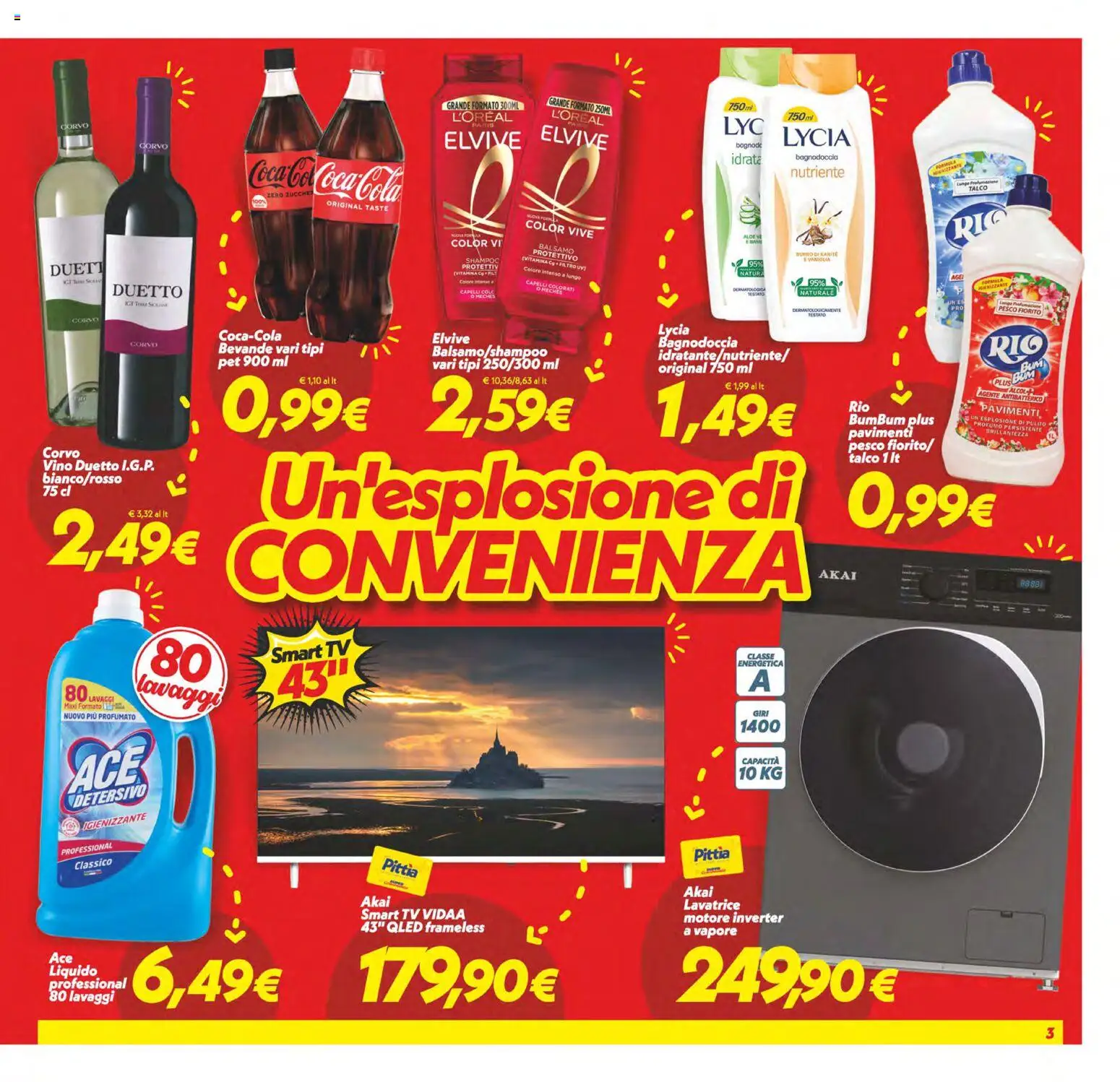 Volantino SuperConveniente del 07.04.2026 | Pagina: 3 | Prodotti: Balsamo, smart TV, Talco, Vino