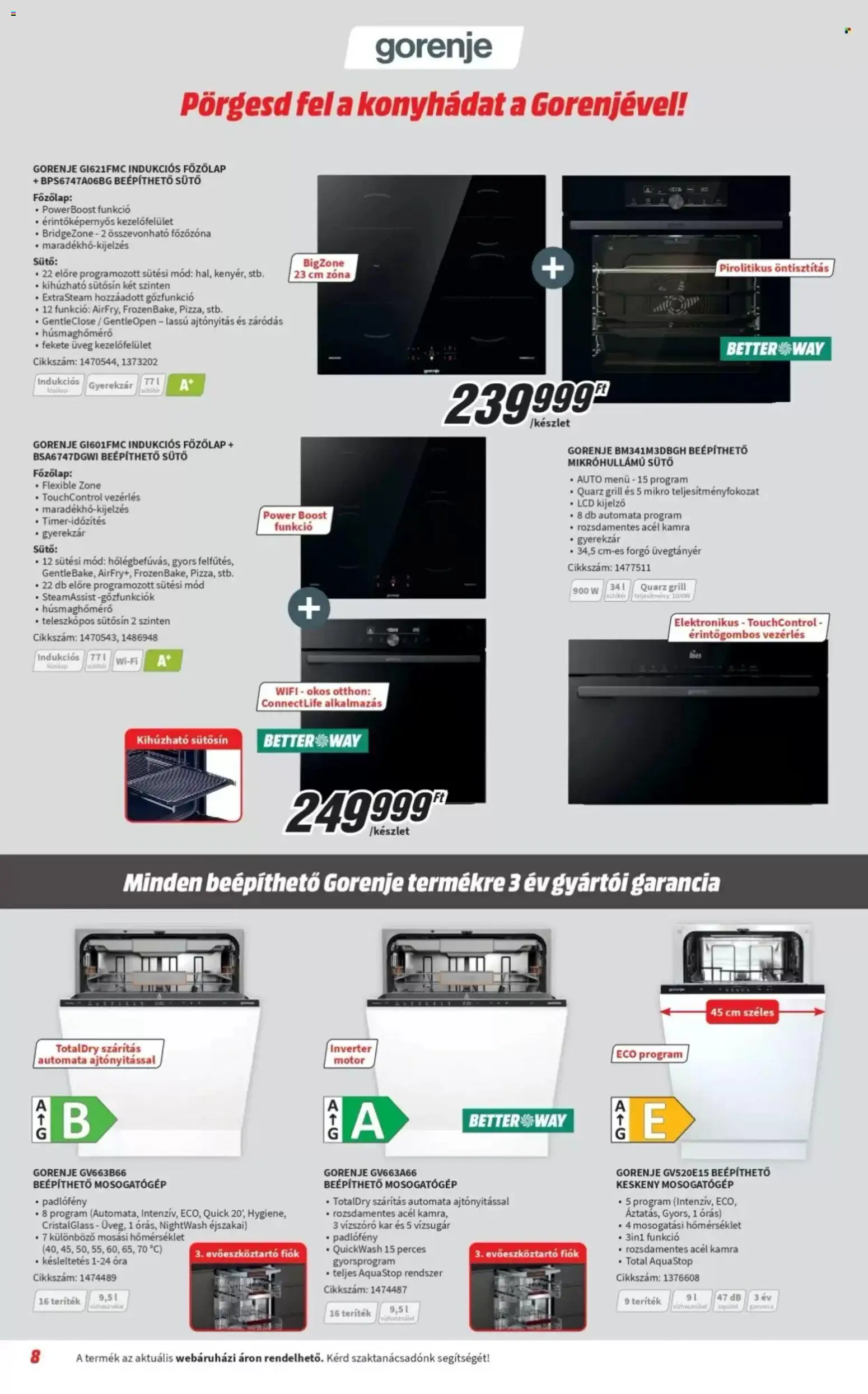 Media Markt akciós ujság - amely érvényes a következő dátumtól: 07.01.2026 | Oldal: 8 | Termékek: Evőeszköztartó, Főzőlap, Mikrohullámú sütő, Mosogatógép