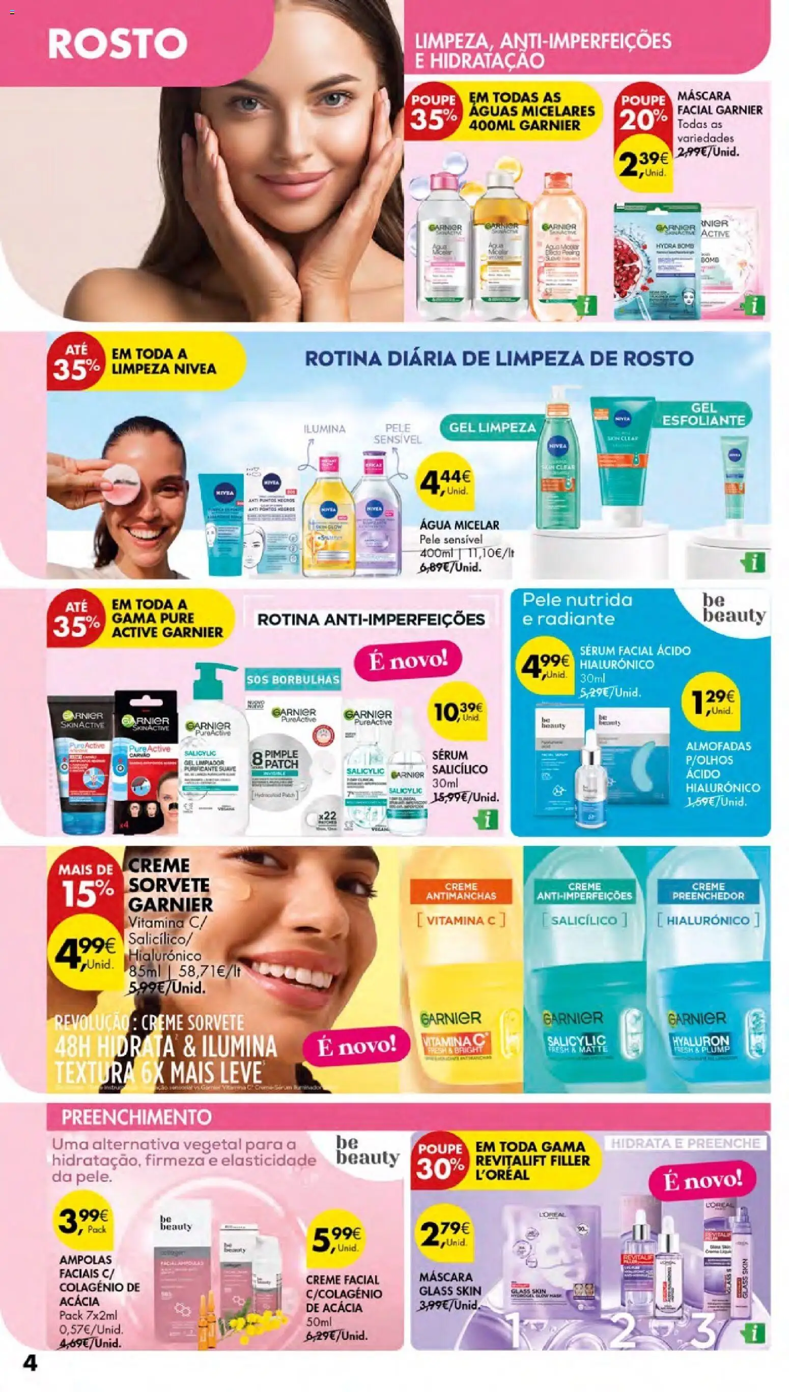 Pingo Doce - Cuidados Pessoais e para o Lar Açores │ válido de 26.02.2026 | Página: 4 | Produtos: Máscara facial, Água micelar, Sérum, Sorvete