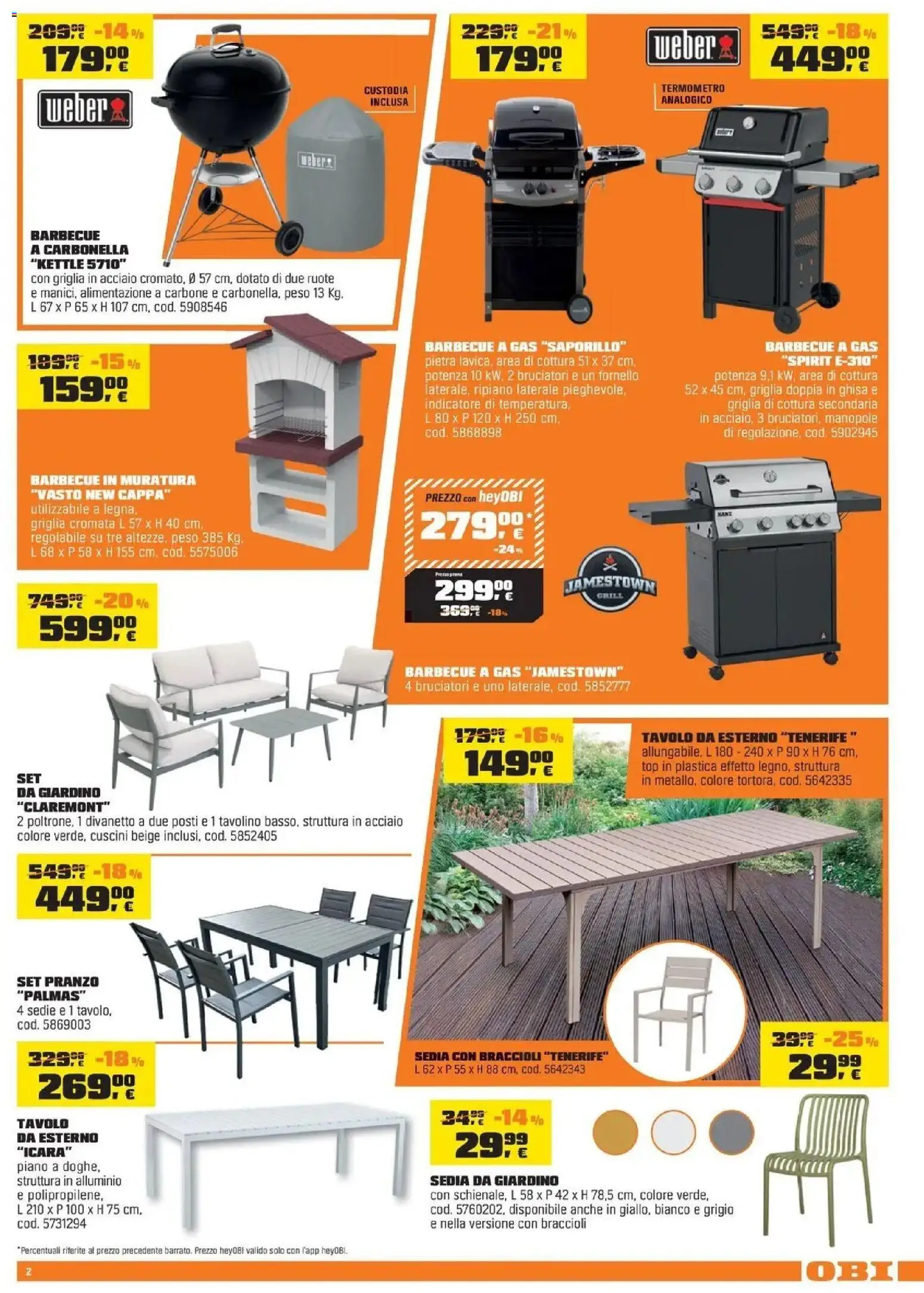 Volantino OBI del 03.04.2026 | Pagina: 2 | Prodotti: Barbecue a gas, Alluminio, Fornello, Tavolo