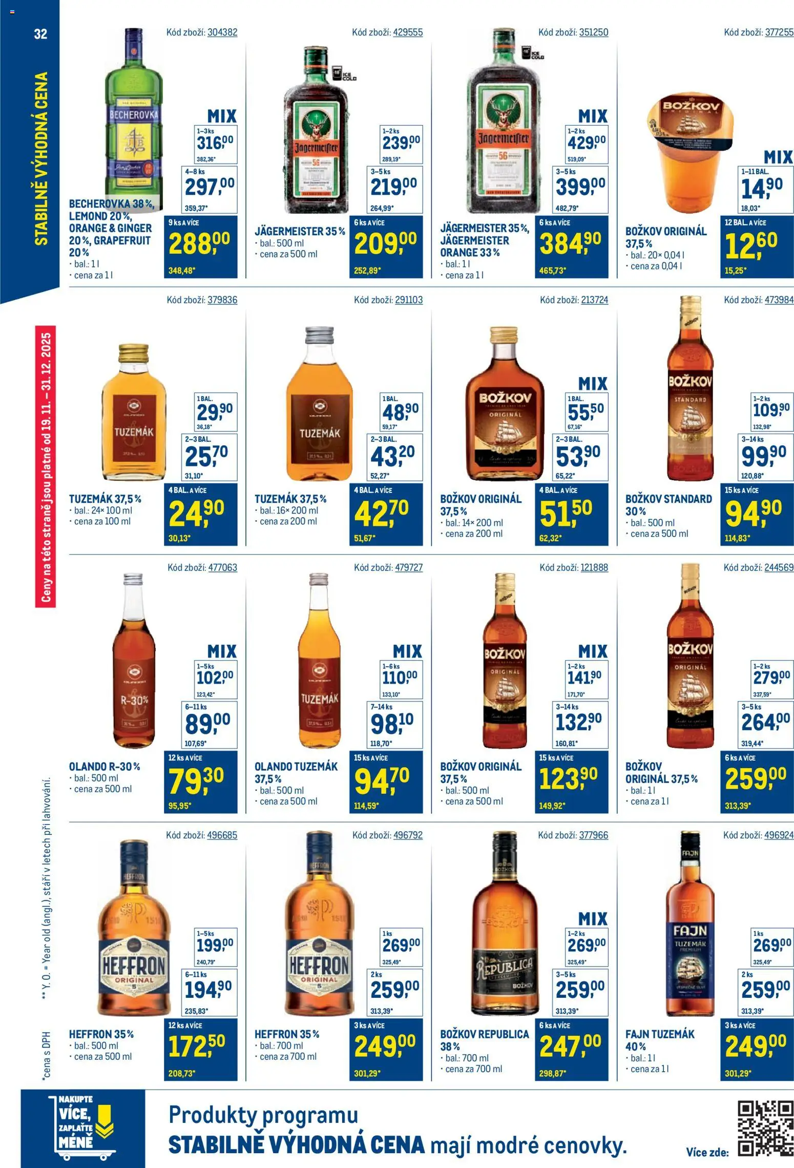 Makro leták - Stabilně výhodná cena od 19.11.2025 | Strana: 32 | Produkty: Božkov Republica, Heffron, Republica, Becherovka
