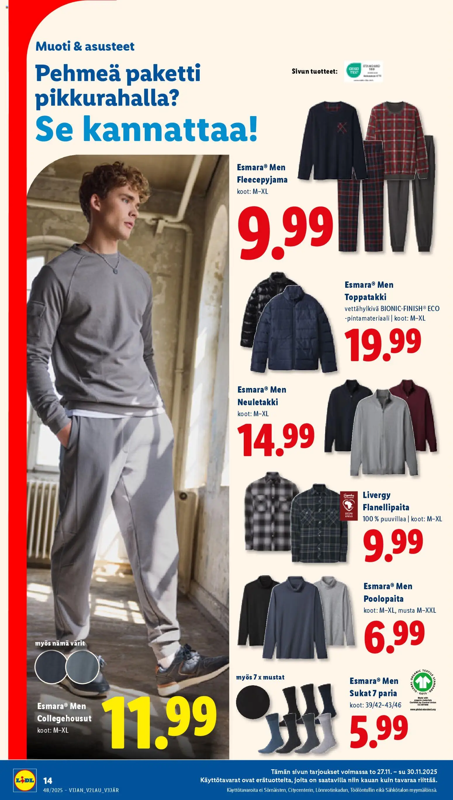 Lidl tarjoukset - Helsinki – voimassa 27.11.2025 alkaen | Sivu: 16 | Tuotteet: Neuletakki, Sukat, Toppatakki