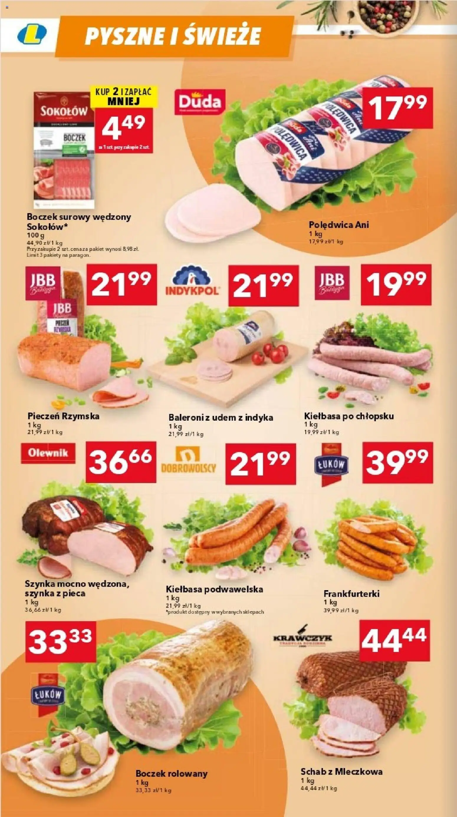 Lewiatan gazetka - Warszawa od 20.11.2025 | Strona: 2 | Produkty: Frankfurterki, Szynka, Kiełbasa podwawelska, Boczek surowy