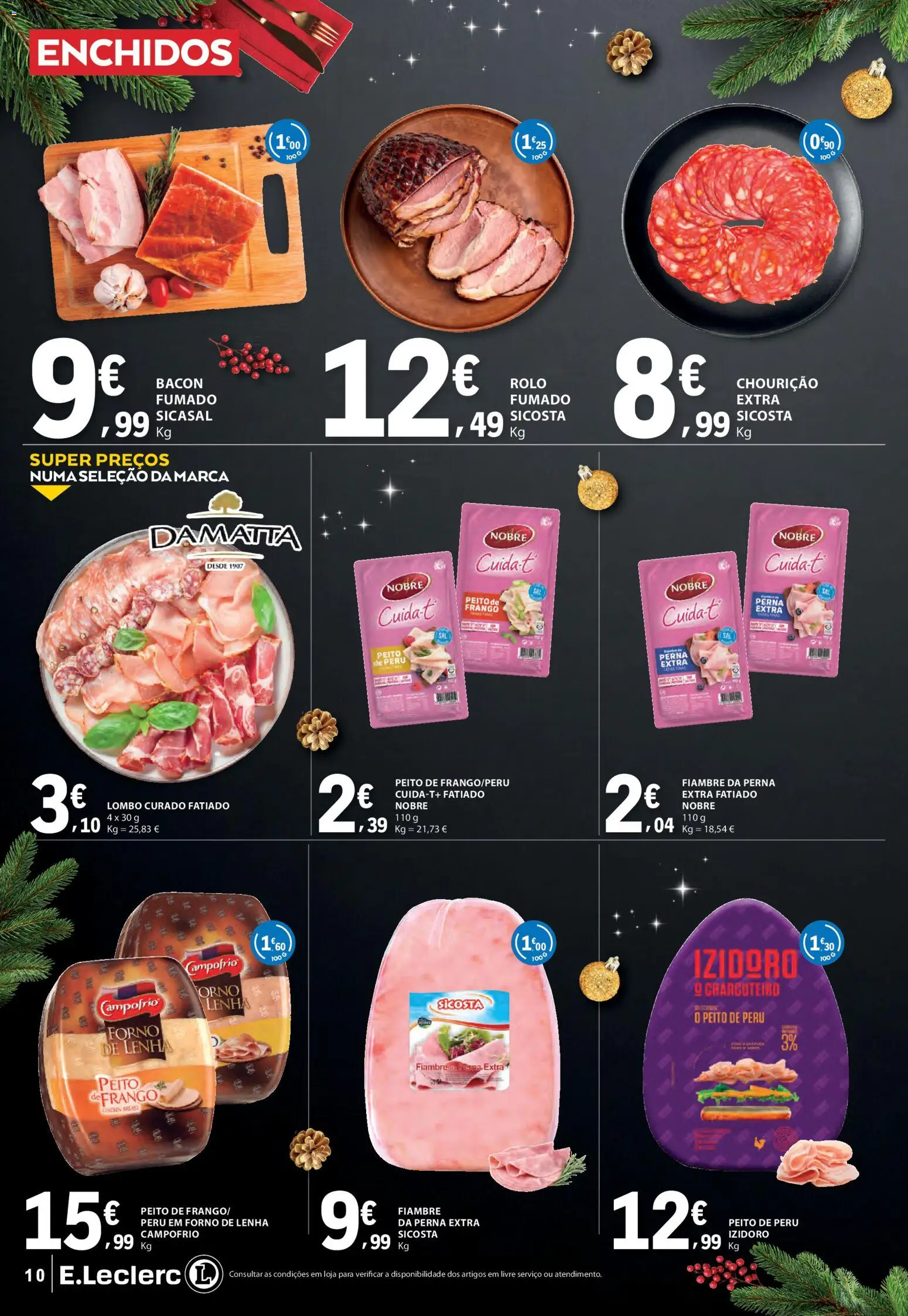 E.Leclerc folheto │ válido de 09.12.2025 | Página: 10 | Produtos: Forno, Bacon, Peru, Lombo