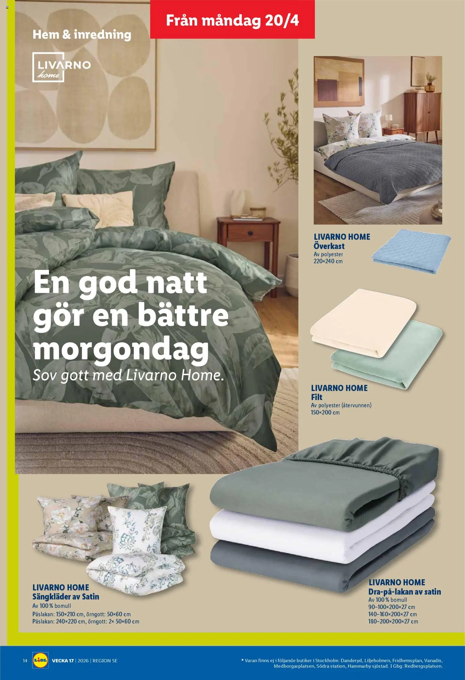 Lidl reklamblad aktuell från 12.03.2026 | Sida: 14 | Produkter: Örngott, Filt
