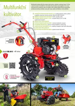 Multifunkční kultivátor ML-60, Multifunkční kultivátor ML-60 je strojem české výroby s unikátním systémem řazení 3+R bez nutnosti zastavení. Na českém ani slovenském trhu jiný takový stroj nenajdete. Je to univerzální pomocník využitelný po celý rok, protože k němu můžete připojit 38 typů nejrůznějšího příslušenství (bubnová sekačka, vozík, pluh, brány, radlice, kombinátor a mnoho dalšího). od 16.04.2025 | Strana: 34 | Produkty: Kultivátor, Kola