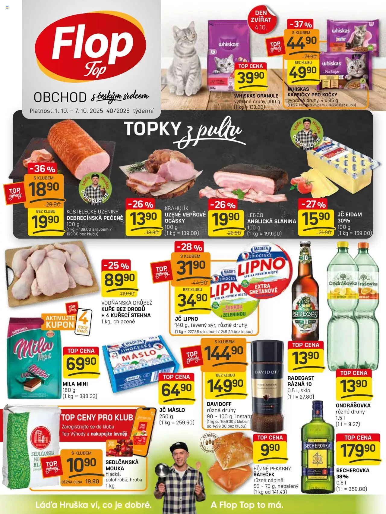 Flop leták - FlopTop od 01.10.2025 | Strana: 1 | Produkty: Ondrášovka, Máslo, Mouka, Slanina