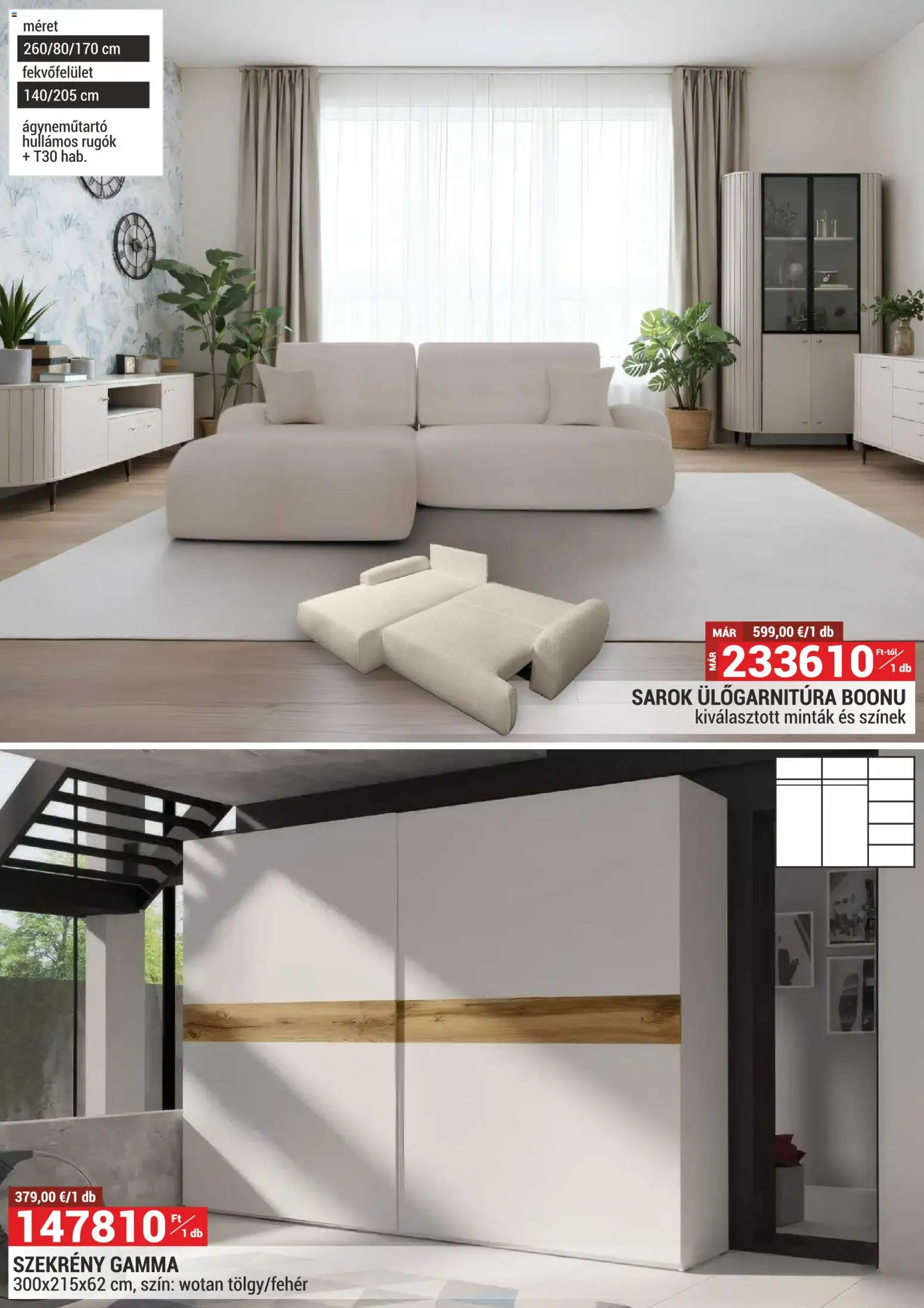 Merkury Market akciós ujság - amely érvényes a következő dátumtól: 01.03.2026 | Oldal: 15 | Termékek: Sarok ülőgarnitúra, Szekrény