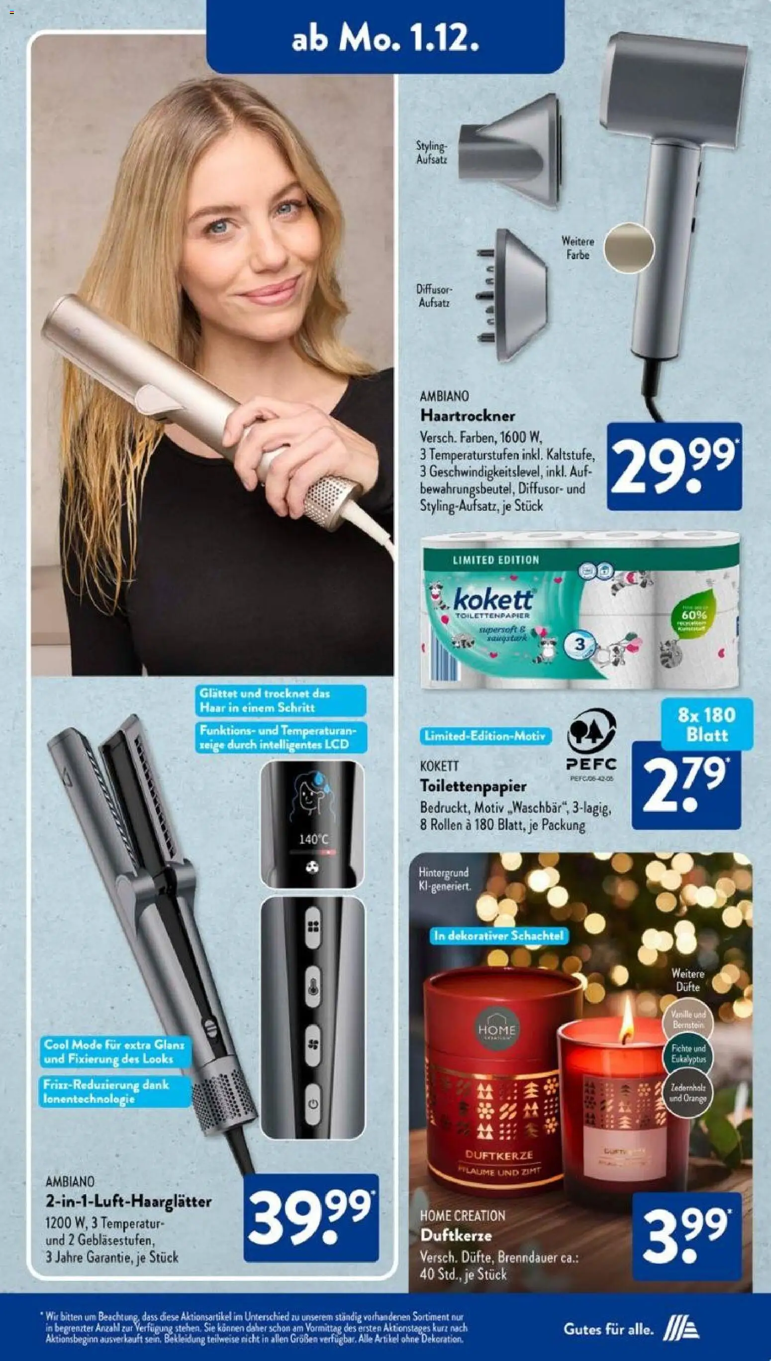 Aldi Süd Prospekt 	 – gültig ab 01.12.2025 | Seite: 7 | Produkte: Haartrockner, Bekleidung, Home creation, Toilettenpapier