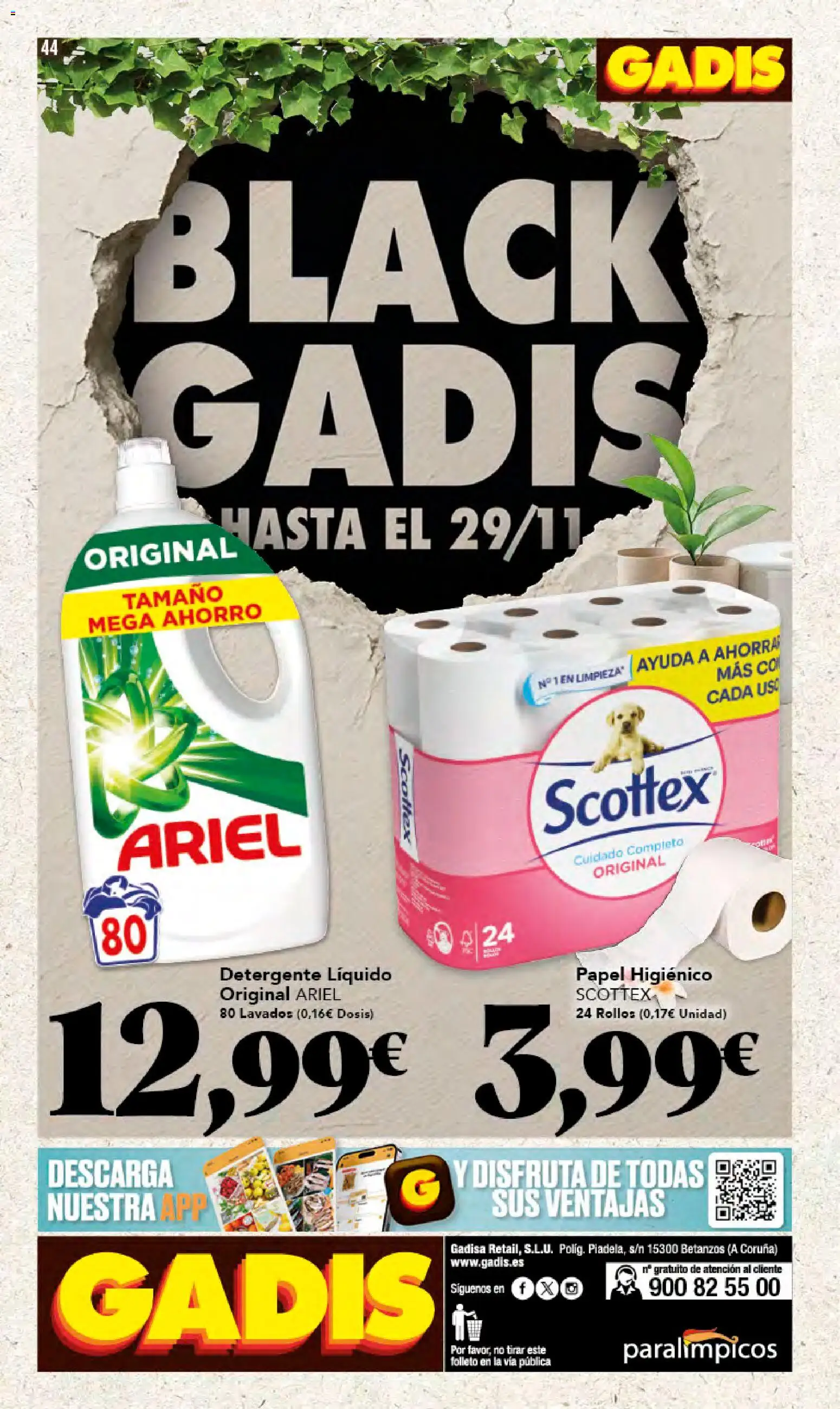 Gadis - Black Friday │ válido desde el 20.11.2025 | Página: 44 | Productos: Detergente, Papel higienico, Detergente líquido