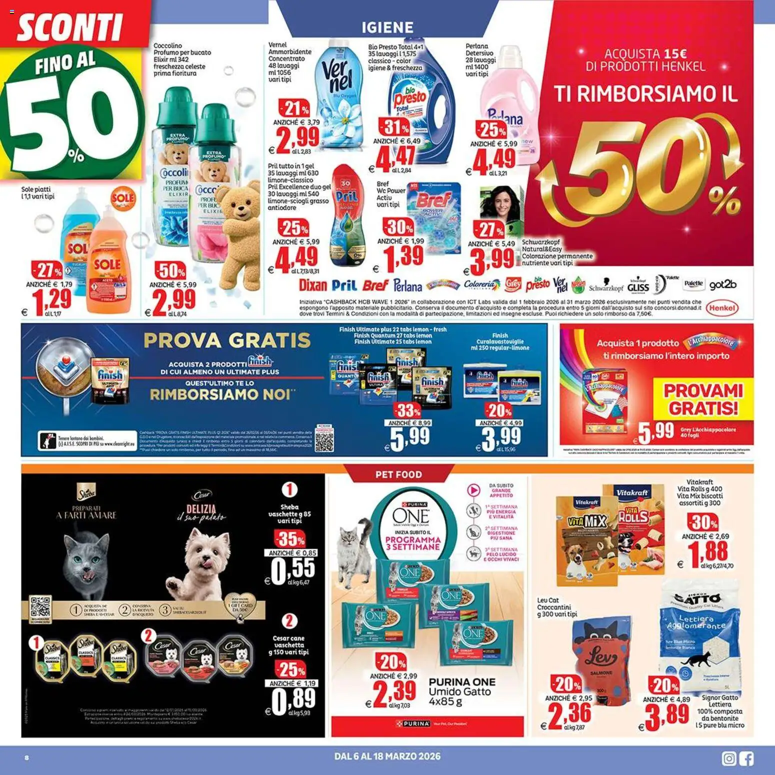 Volantino Elite Supermercati del 06.03.2026 | Pagina: 8 | Prodotti: Ammorbidente, Salmone, Biscotti, Profumo