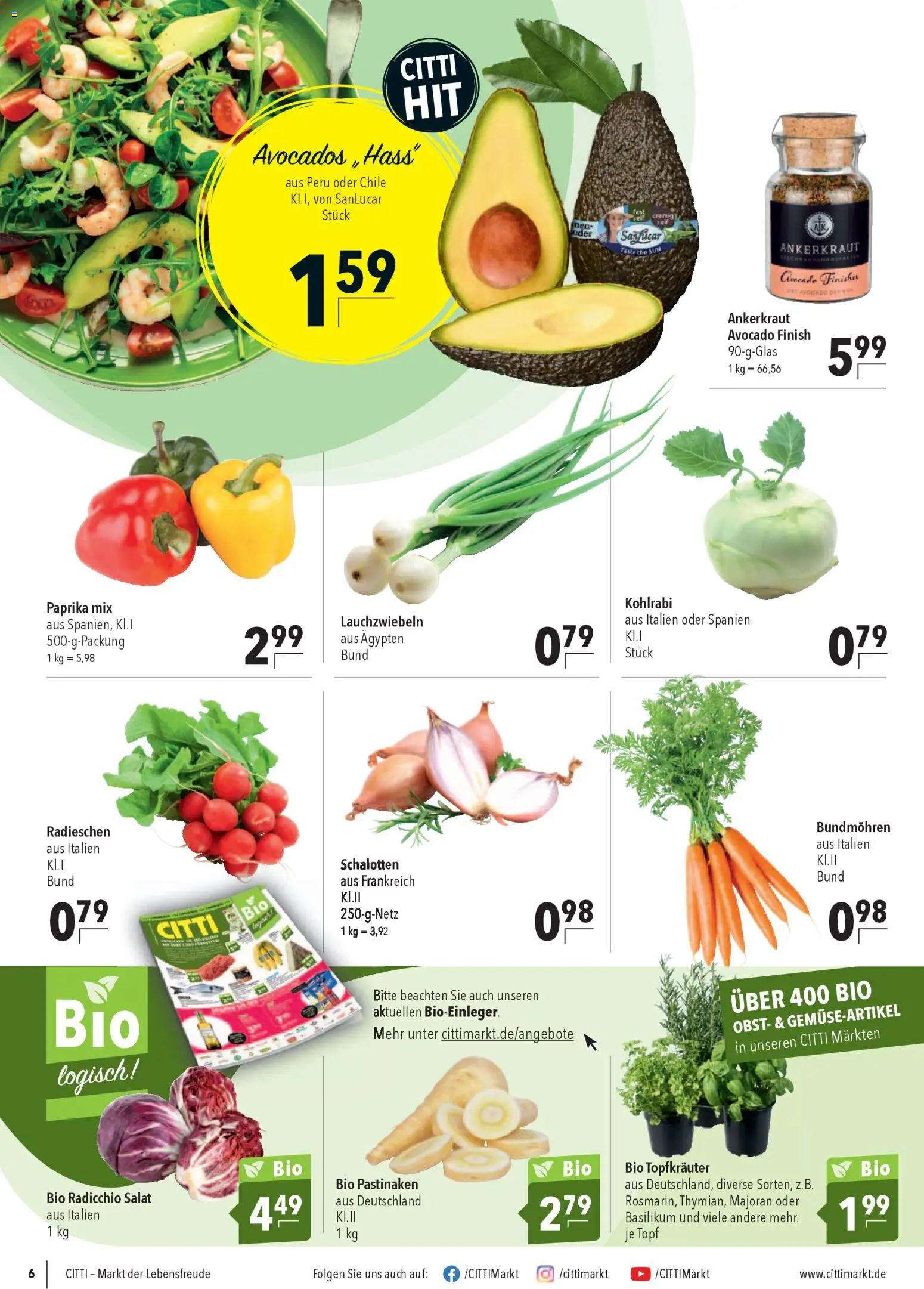CITTI Markt Prospekt 	 – gültig ab 25.02.2026 | Seite: 6 | Produkte: Finish, Avocado, Paprika, Salat