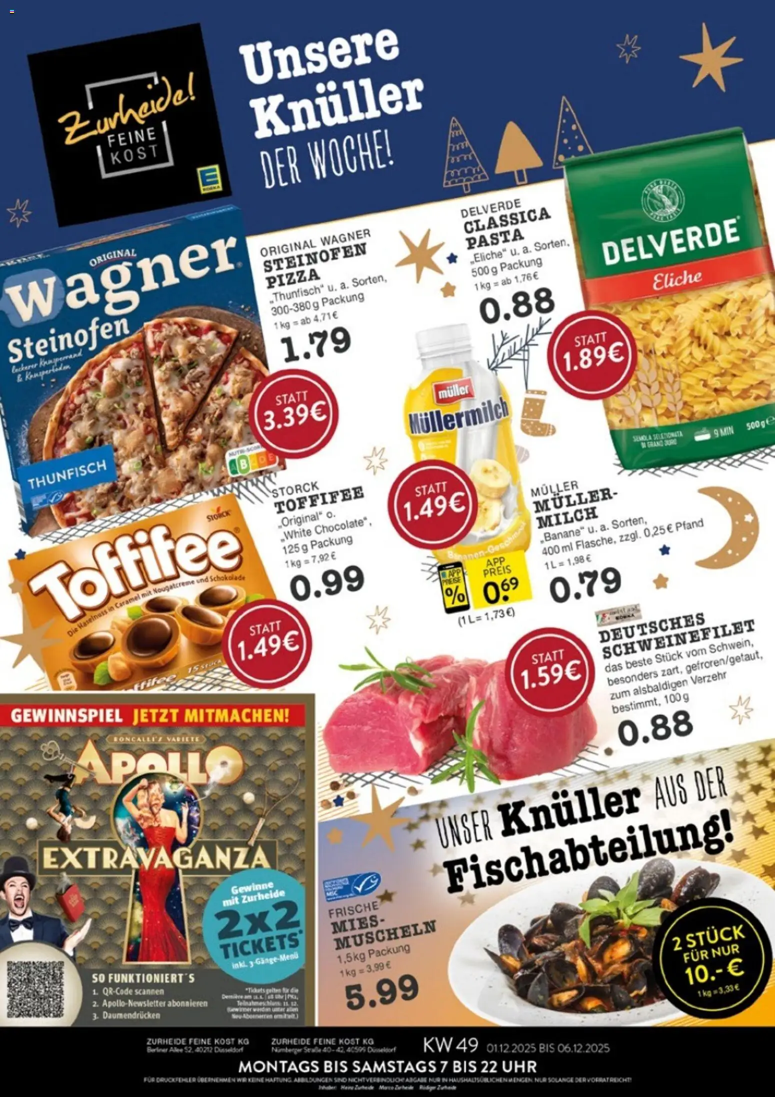 Edeka Zurheide Prospekt 	 – gültig ab 01.12.2025 | Seite: 1 | Produkte: Berliner, Milch, Pasta, Pizza