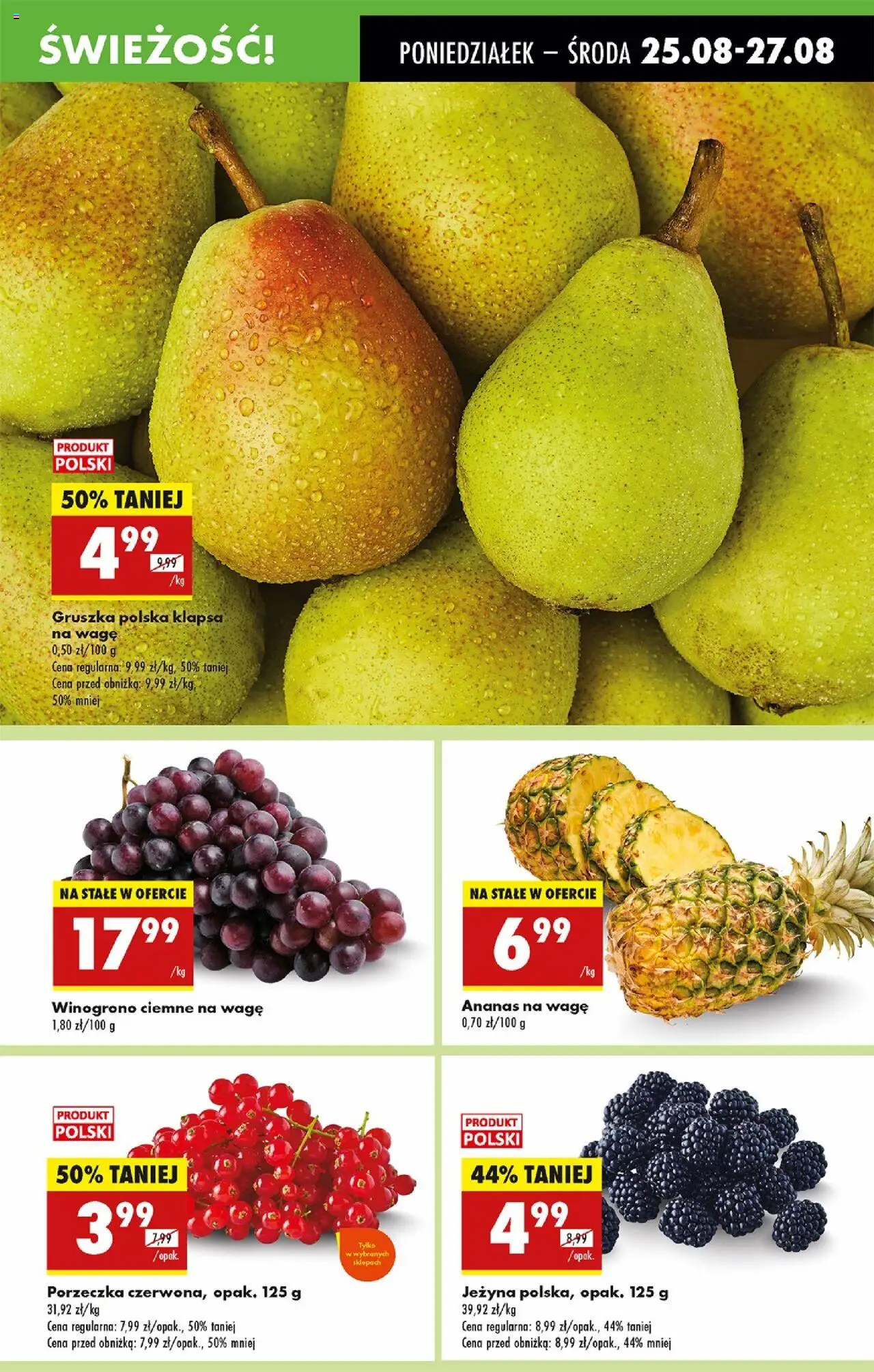 Biedronka gazetka od 25.08.2025 | Strona: 25 | Produkty: Gruszka, Winogrono, Porzeczka, Ananas