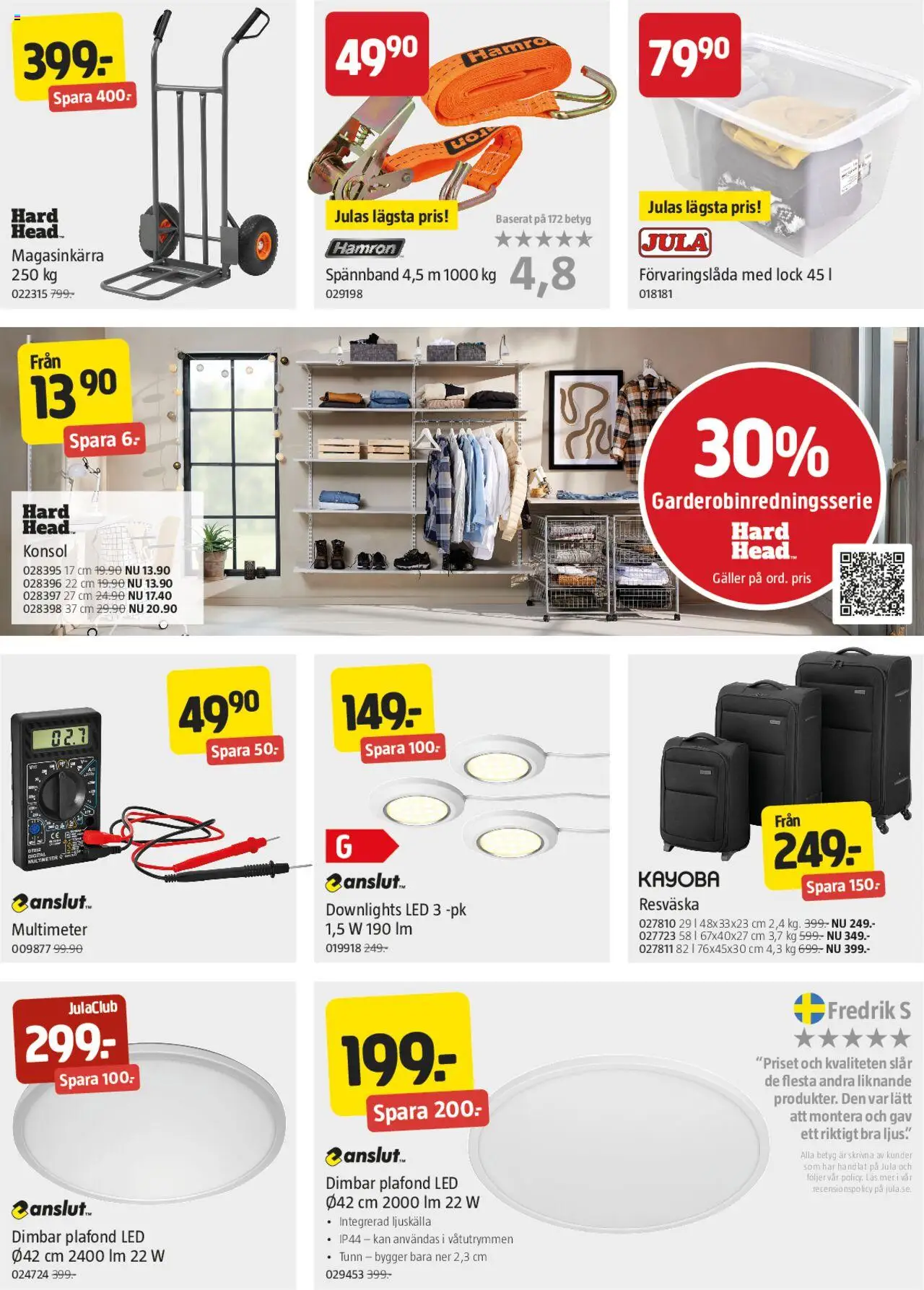 Jula reklamblad aktuell från 18.09.2025 | Sida: 4 | Produkter: Galler, Resväska, Ljus, Ljuskälla