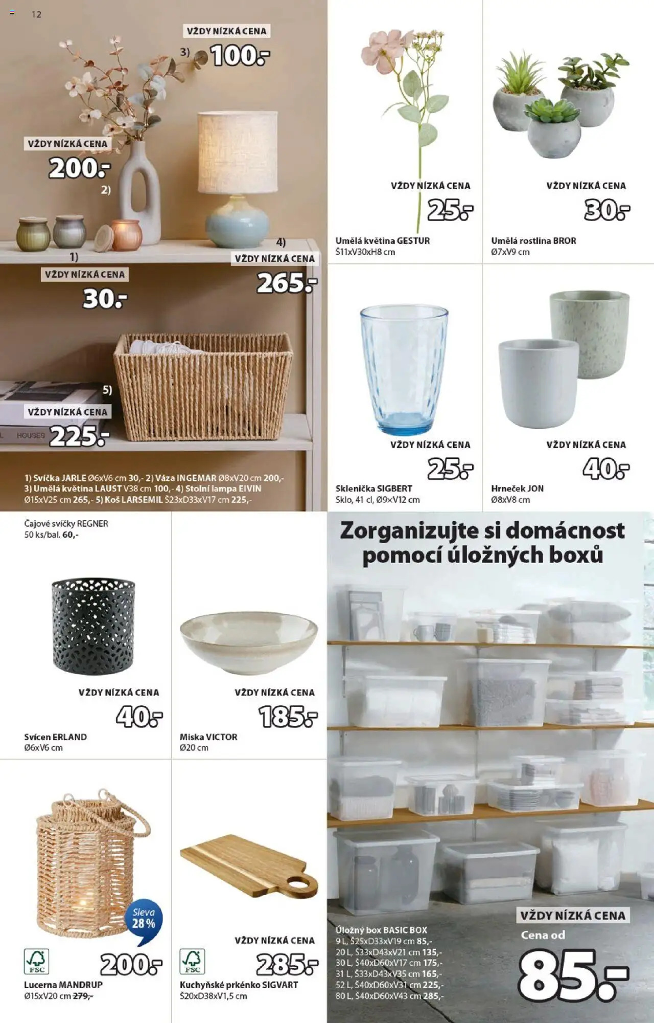 JYSK leták - Skvělá nabídka od 08.09.2025 | Strana: 12 | Produkty: Čajové svíčky, Miska, Svíčka, Prkénko