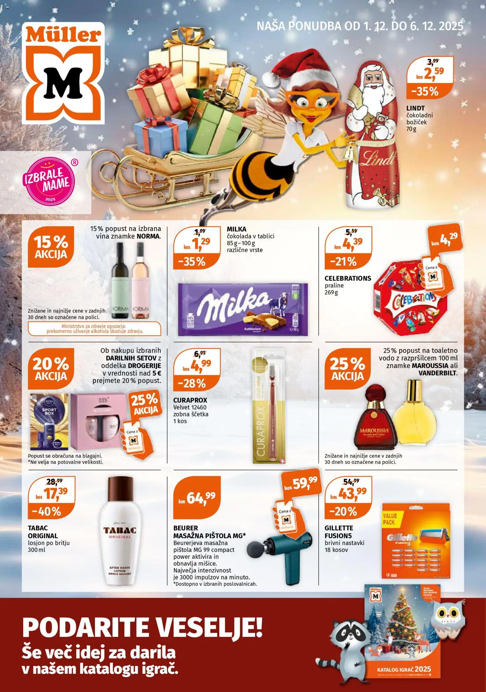 Novi Müller katalog ponudbe – veljaven od 01.12.2025 | Stran: 1 | Izdelki: Igra, Kos, Voda, Toaletna voda