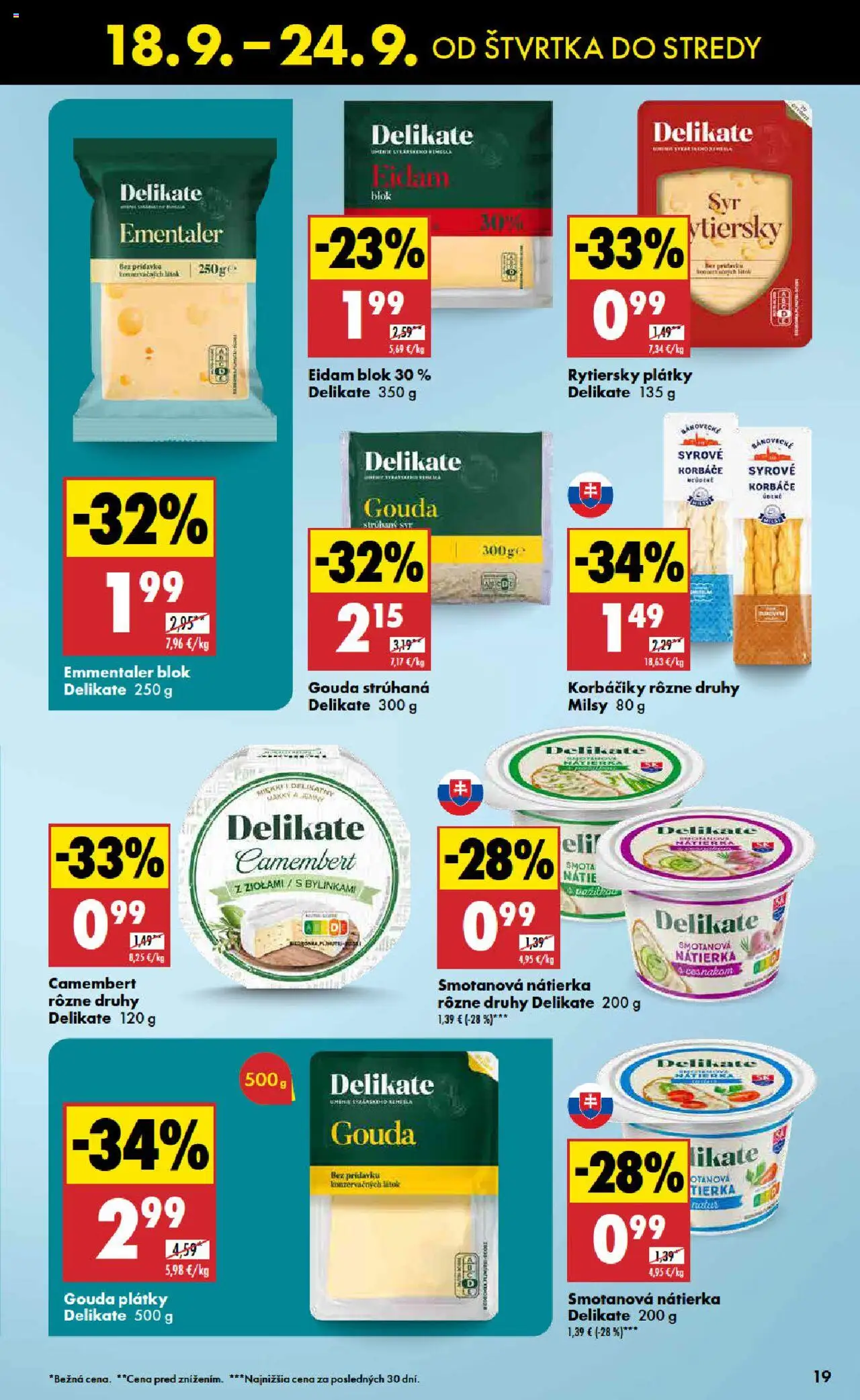 Nové Biedronka akcie – leták je platný od 18.09.2025 | Strana: 19 | Produkty: Gouda, Eidam