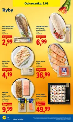 Pogląd oferty "TARG RYBNY LIDLA Łosoś pacyficzny, tusza, Łosoś pacyficzny, tusza" - ważna od 05.03.2026 | Strona: 44