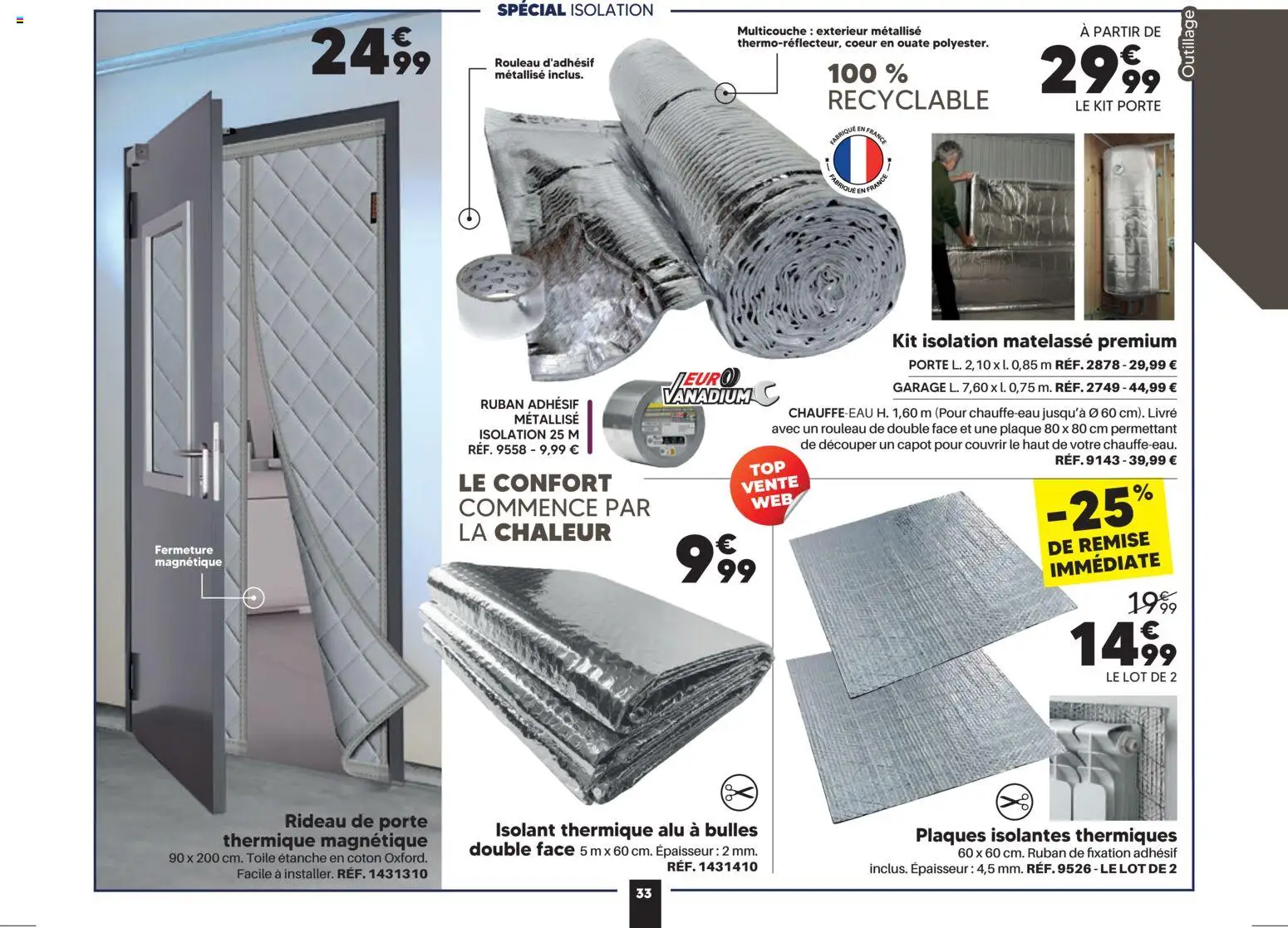 {H1} | Page: 33 | Produits: Isolant thermique, Rouleau, Livre, Rideau