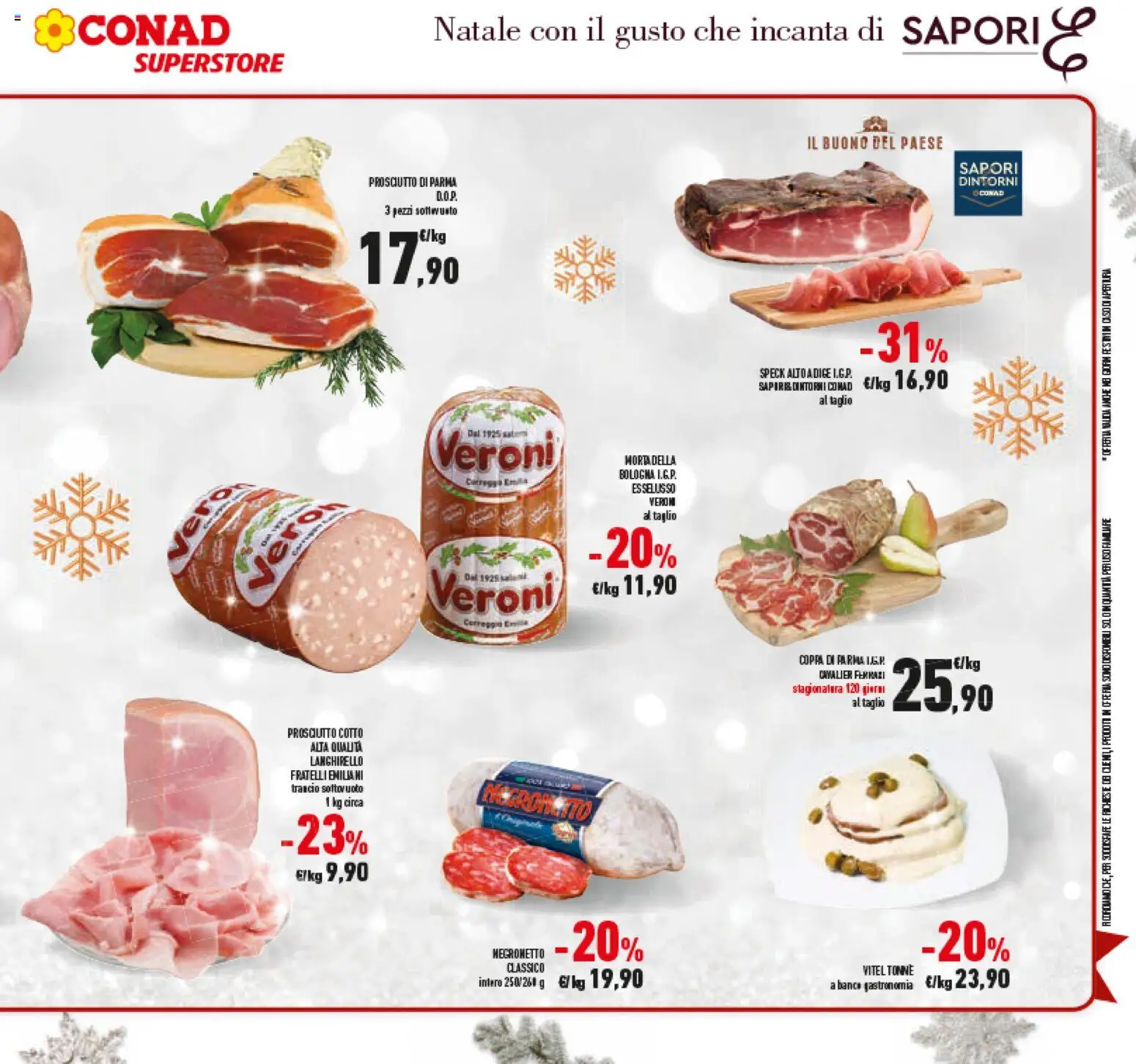 Volantino Conad del 15.12.2025 | Pagina: 23 | Prodotti: Speck, Prosciutto di Parma, Prosciutto Cotto, Prosciutto