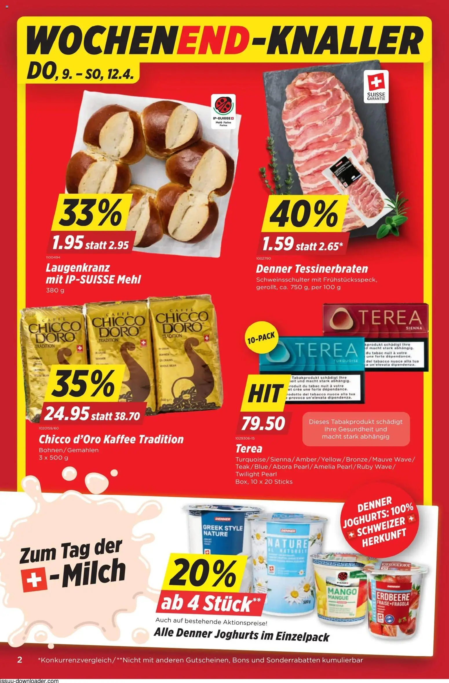 Denner aktionen – gültig ab 09.04.2026 | Seite: 2 | Produkte: Mehl, Milch, Kaffee, Mango