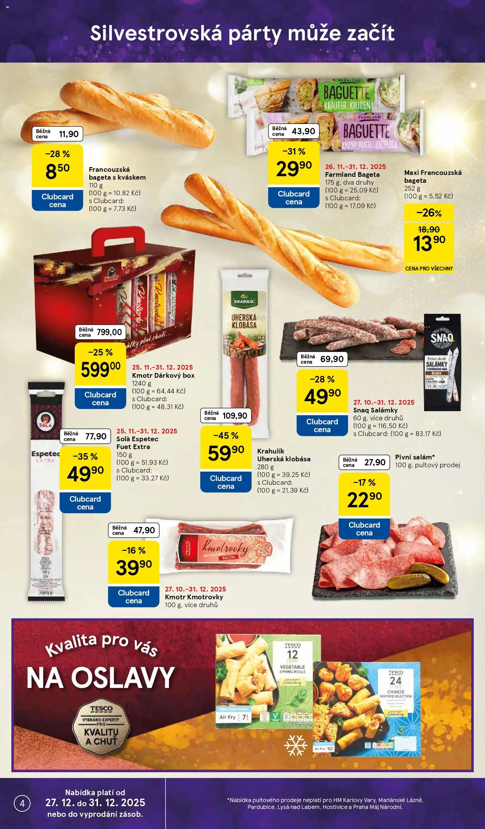 Tesco leták - Hypermarket od 27.12.2025 | Strana: 4 | Produkty: Fuet Extra, Box, Fuet, Bageta