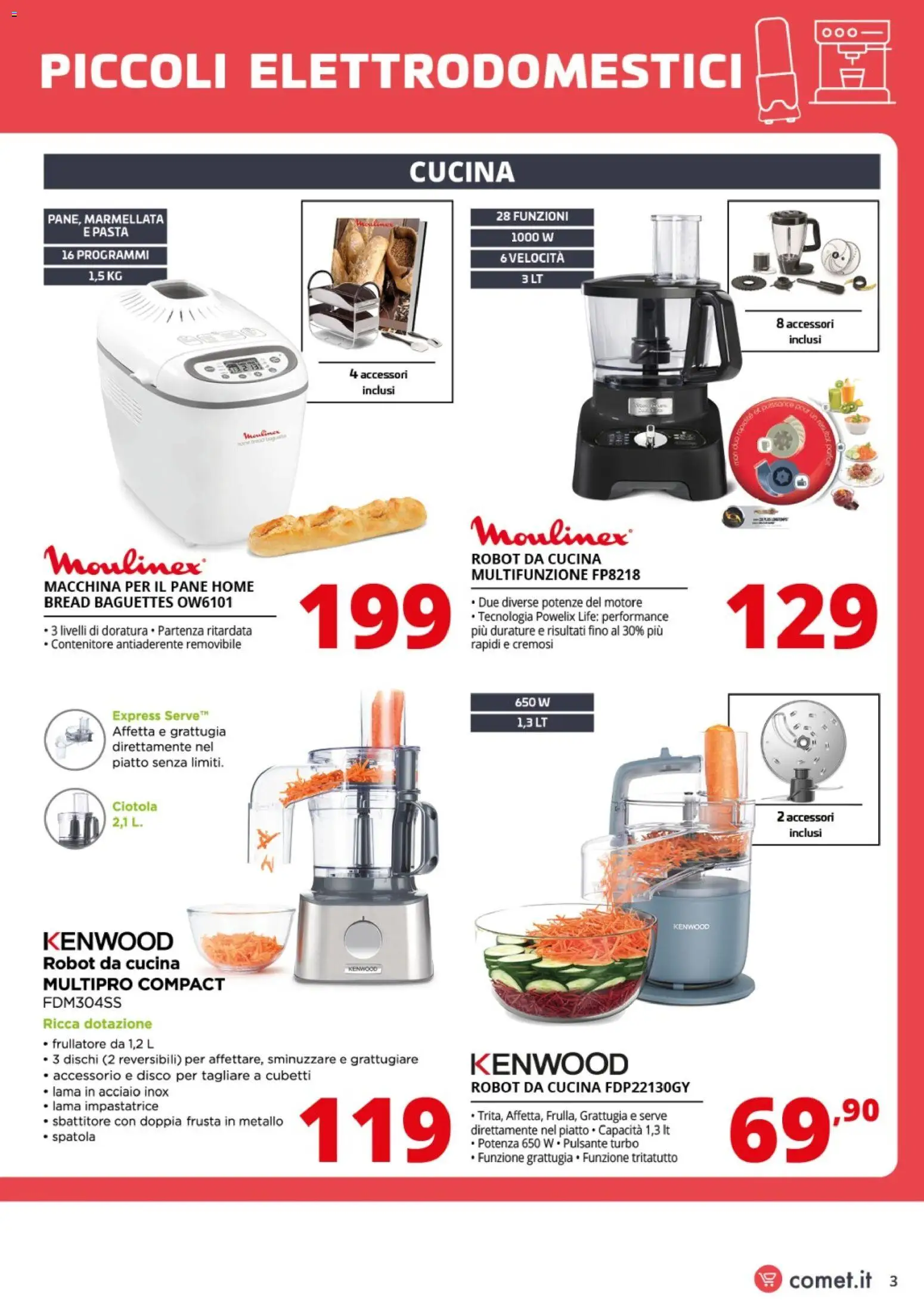 Volantino Comet del 06.03.2026 | Pagina: 3 | Prodotti: Frullatore, Sbattitore, Impastatrice, Grattugiare