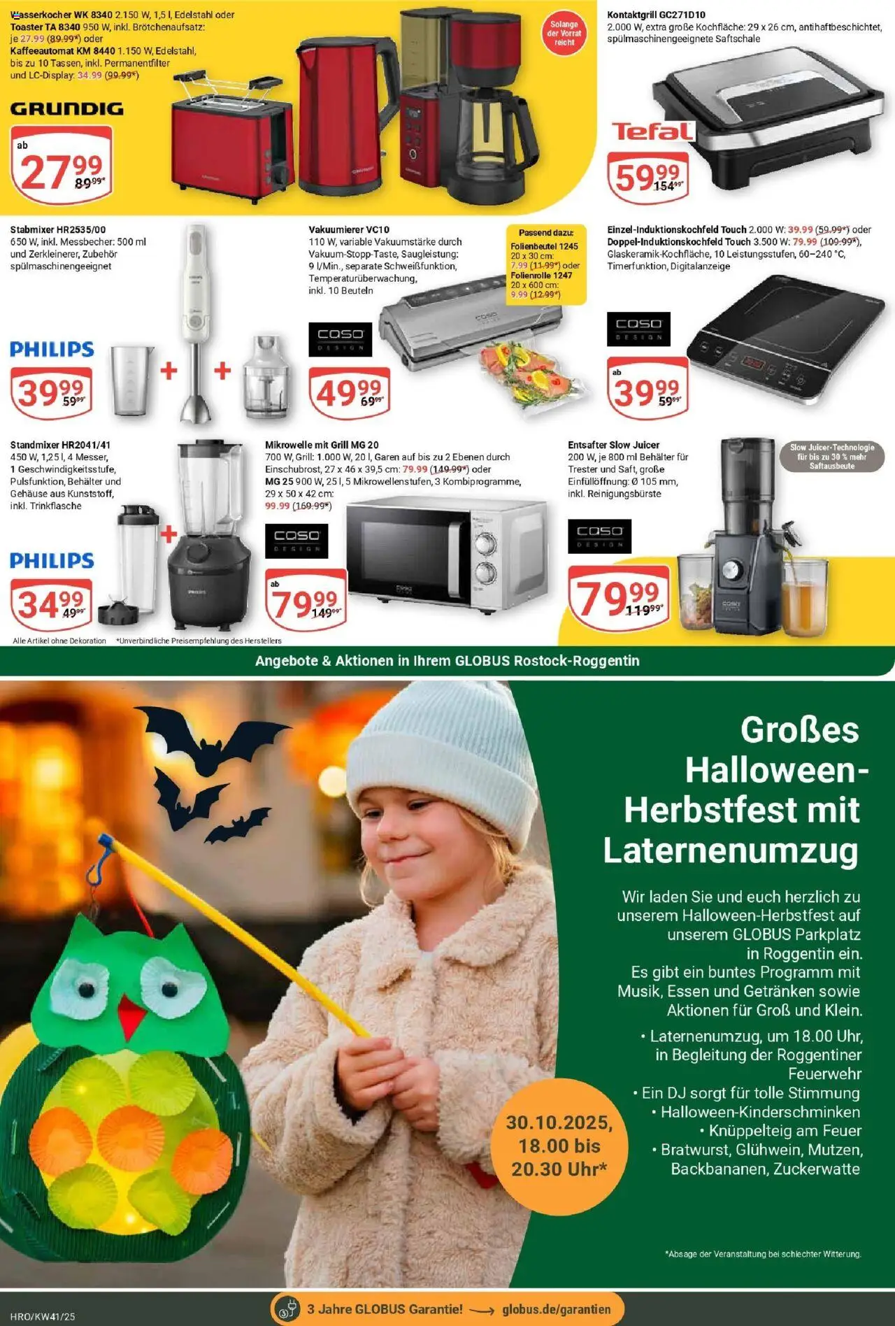 Globus prospekt Rostock	 – gültig ab 06.10.2025 | Seite: 23 | Produkte: Philips, Mikrowelle, Vakuumierer, Stabmixer