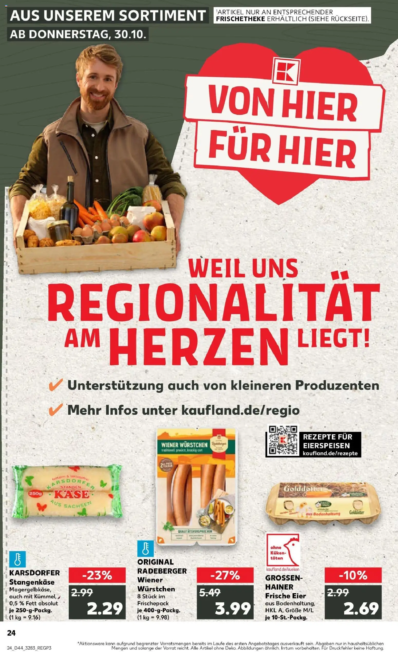 Kaufland prospekt Dresden	 – gültig ab 30.10.2025 | Seite: 24 | Produkte: Wiener wurstchen, Eier