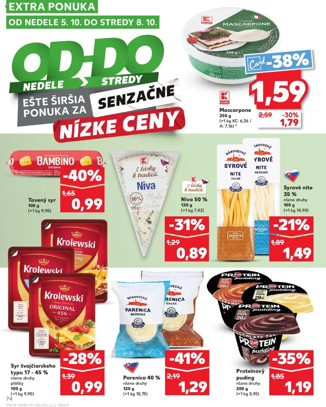 Nové Kaufland akcie – leták je platný od 02.10.2025 | Strana: 74 | Produkty: Mlieko, Protein, Puding, Mascarpone