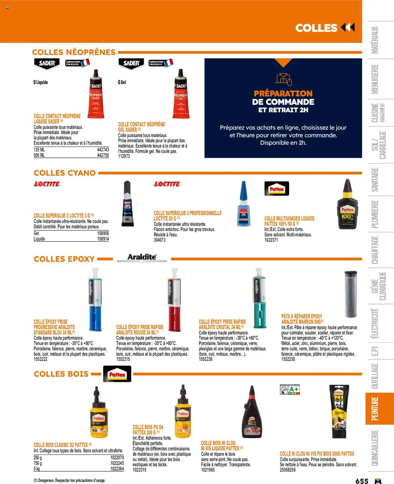  | Page: 655 | Produits: Plâtre, Solvant, Prise, Colle