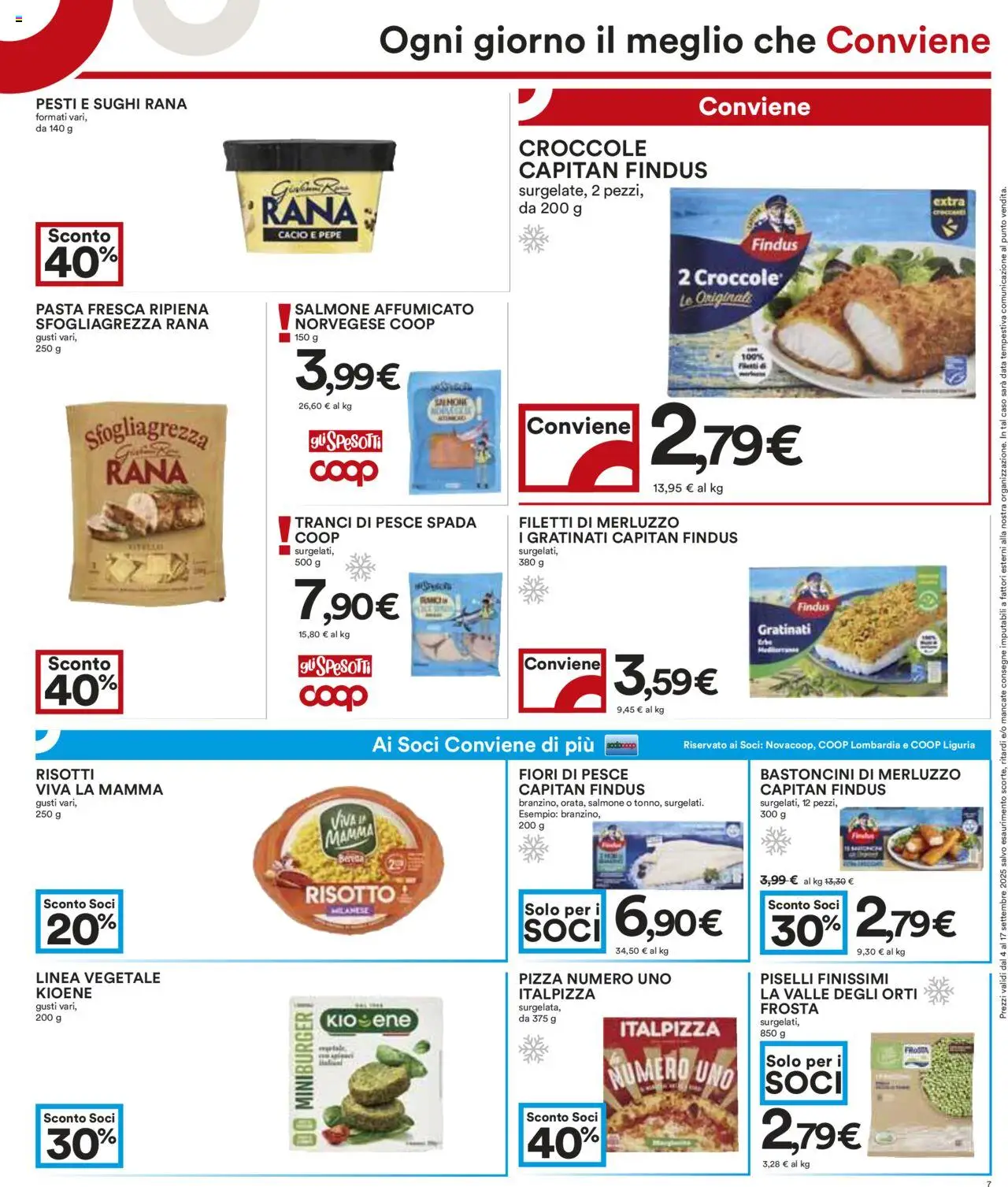 Volantino COOP del 04.09.2025 | Pagina: 7 | Prodotti: Pizza, Merluzzo, Pasta, Pesce spada