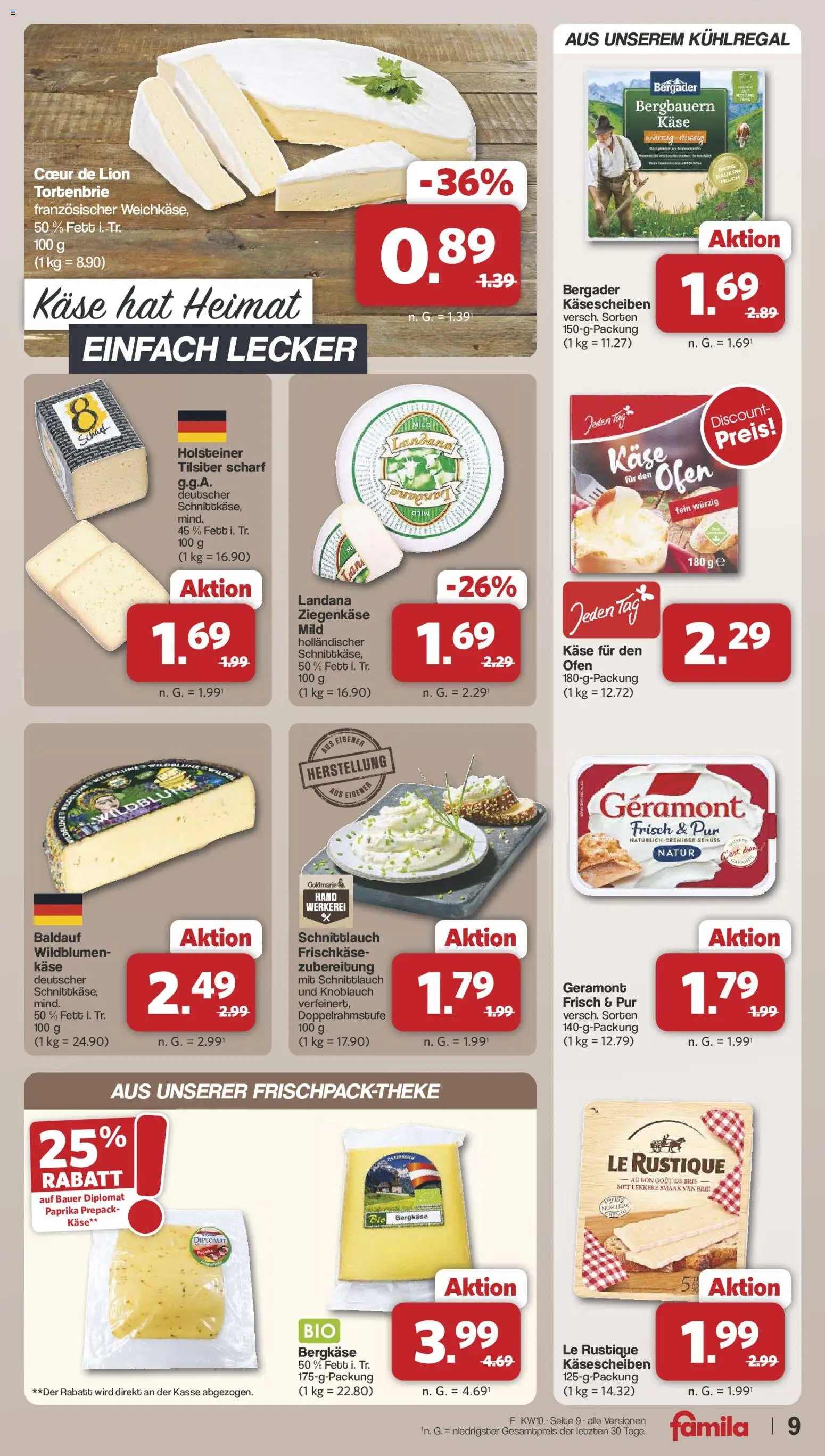 Famila Nordwest Prospekt 	 – gültig ab 02.03.2026 | Seite: 9 | Produkte: Ofen, Geramont, Knoblauch, Frischkase