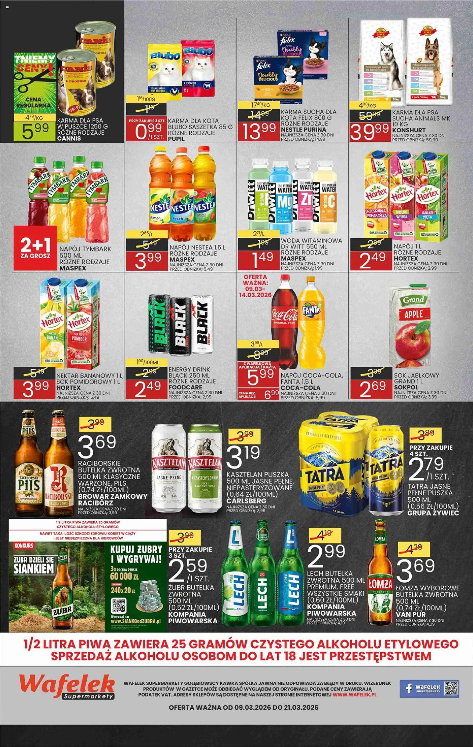 Wafelek gazetka od 09.03.2026 | Strona: 8 | Produkty: Brzoskwinia, Karma dla kota, Piwo, Banan