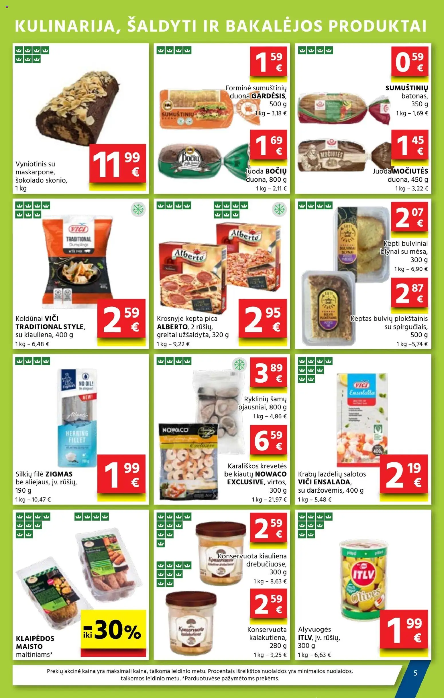 AIBE akcijos nuo 13.11.2025 | Puslapis: 5 | Prekių: Salotos, Duona, Pica, Kiauliena