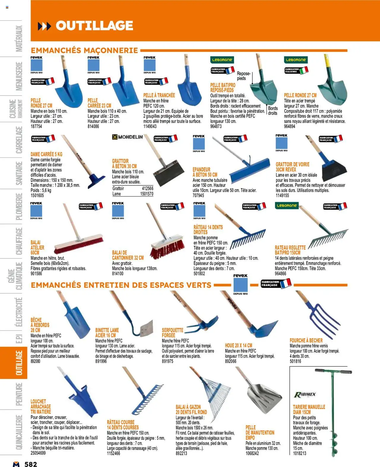  | Page: 582 | Produits: Poids, Poignées, Gazon, Rateau