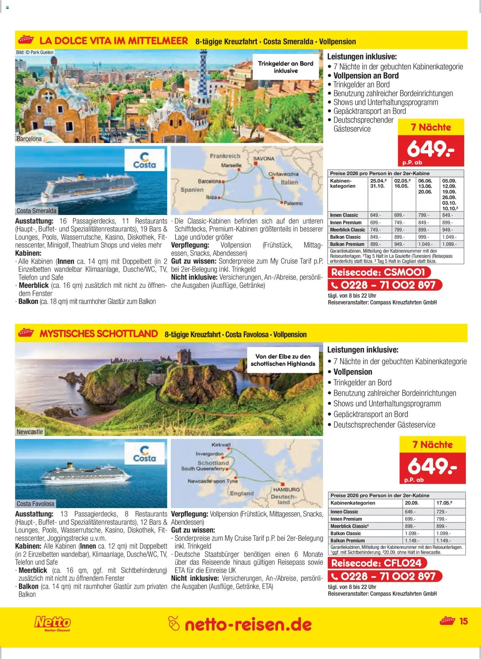 Netto Reisen Prospekt 	 – gültig ab 27.11.2025 | Seite: 15 | Produkte: Doppelbett, Telefon, Uhr