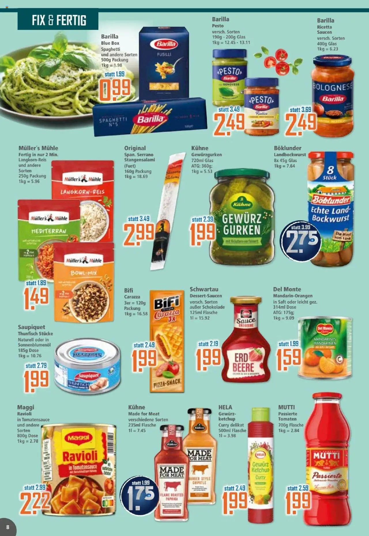 Klaas & Kock Prospekt - gültig ab dem 11.08.2025 | Seite: 8 | Produkte: Barilla, Thunfisch, Barilla pesto, Paprika