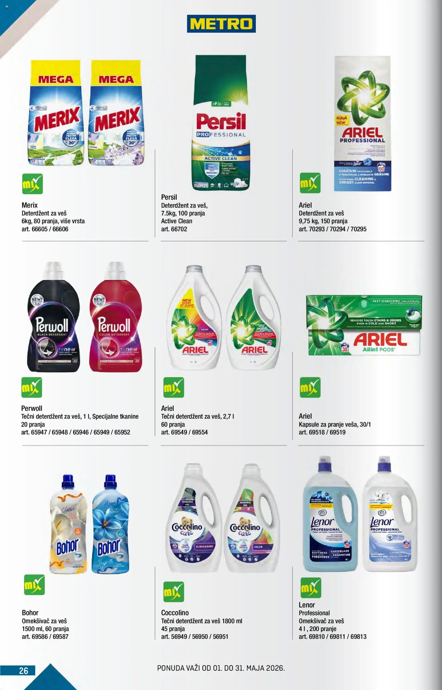 Metro katalog - važi od 01.05.2026 | Strana: 26 | Proizvode: Lenor, Kapsule, Persil, Omekšivač za veš