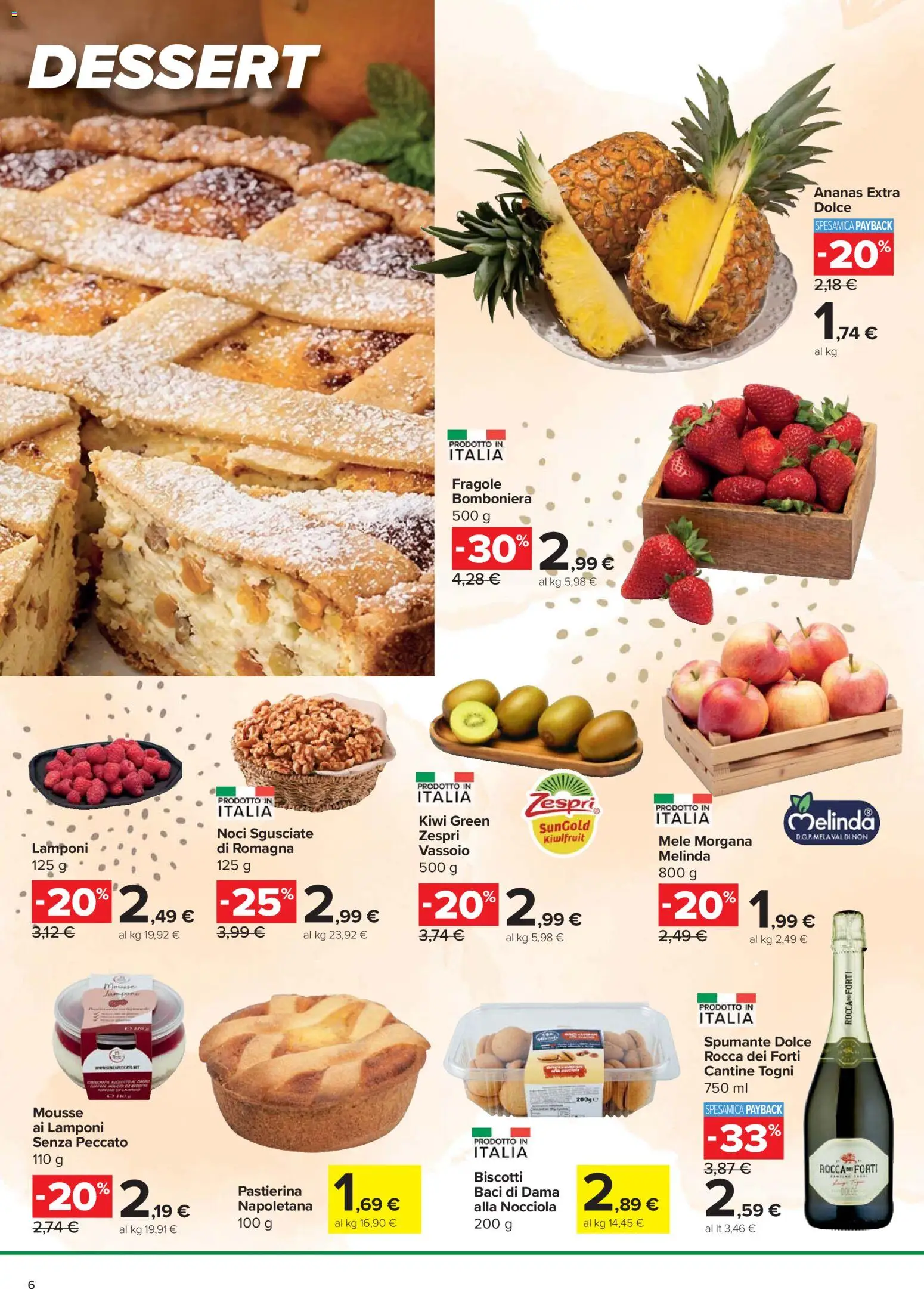 Volantino Carrefour del 24.03.2026 | Pagina: 6 | Prodotti: Fragole, Ananas, Spumante, Vassoio