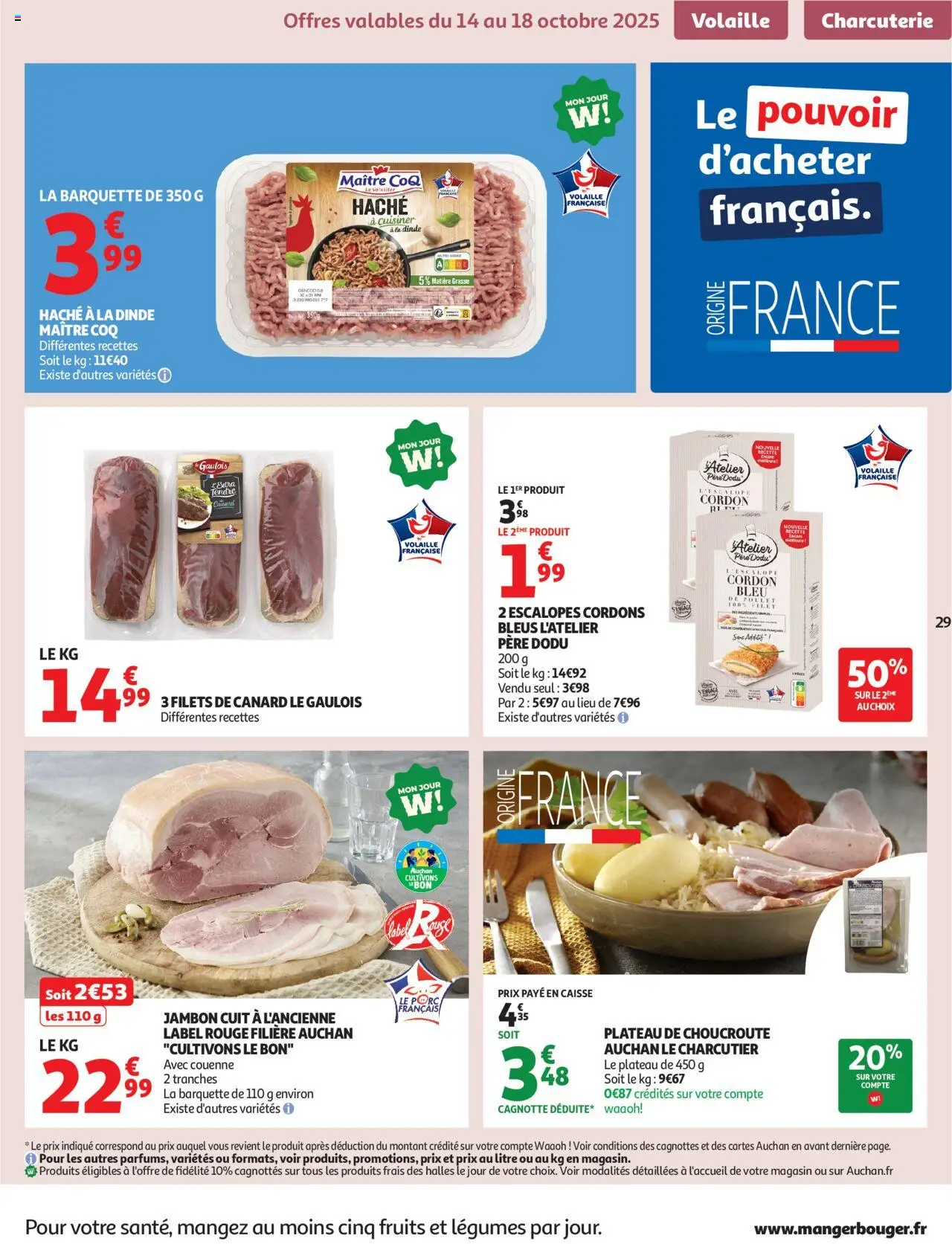 {H1} | Page: 29 | Produits: Plateau, Volaille, Jambon, Cordon bleu