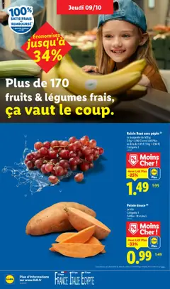 LIDL - Prévisualisation de Patate douce, Le kilo, Catégorie 1, Calibre: M et/ou L valide à partir de 09.10.2025 | Page: 2 | Produits: Raisin, Patate douce
