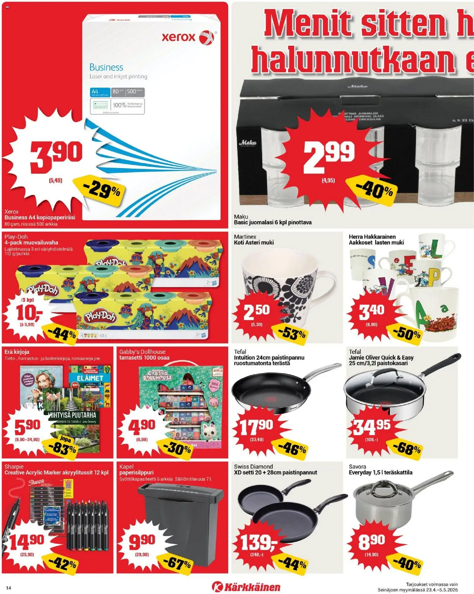 Kärkkäinen tarjoukset - Seinäjoen alue – voimassa 23.04.2026 alkaen | Sivu: 14 | Tuotteet: Muki, Paistinpannu