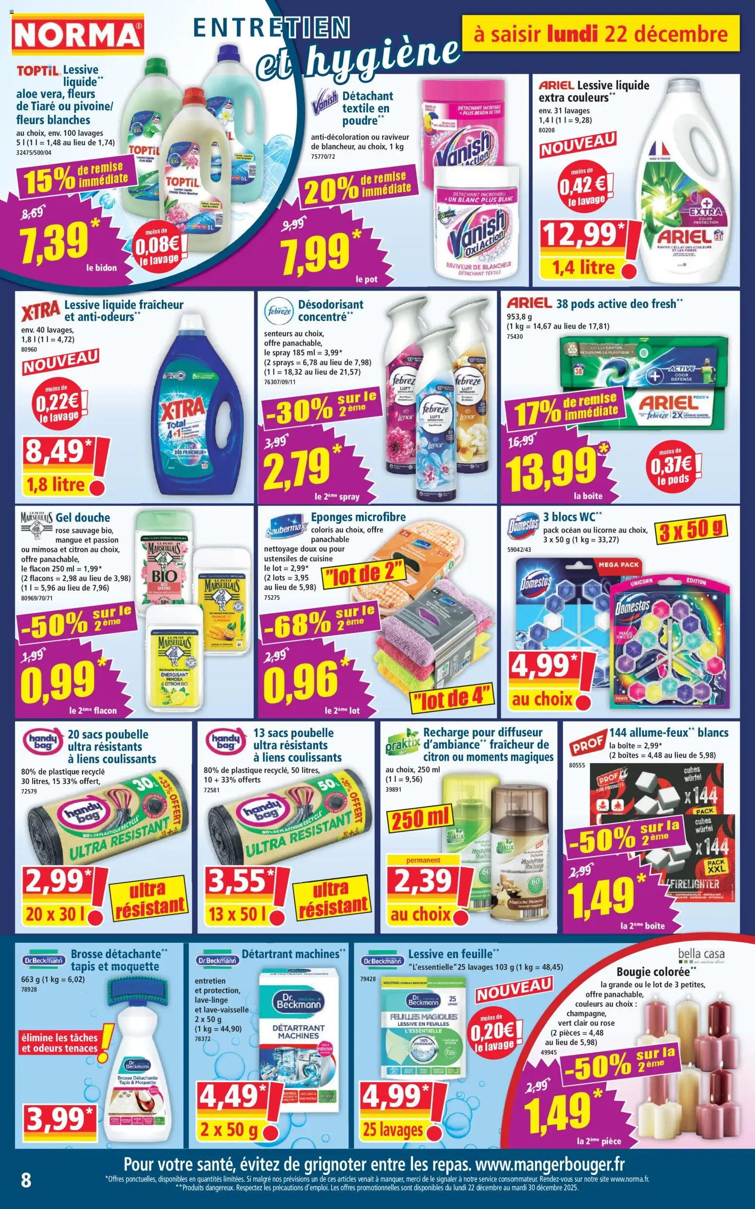 {H1} | Page: 8 | Produits: Citron, Détachant, Tapis, Sacs poubelle