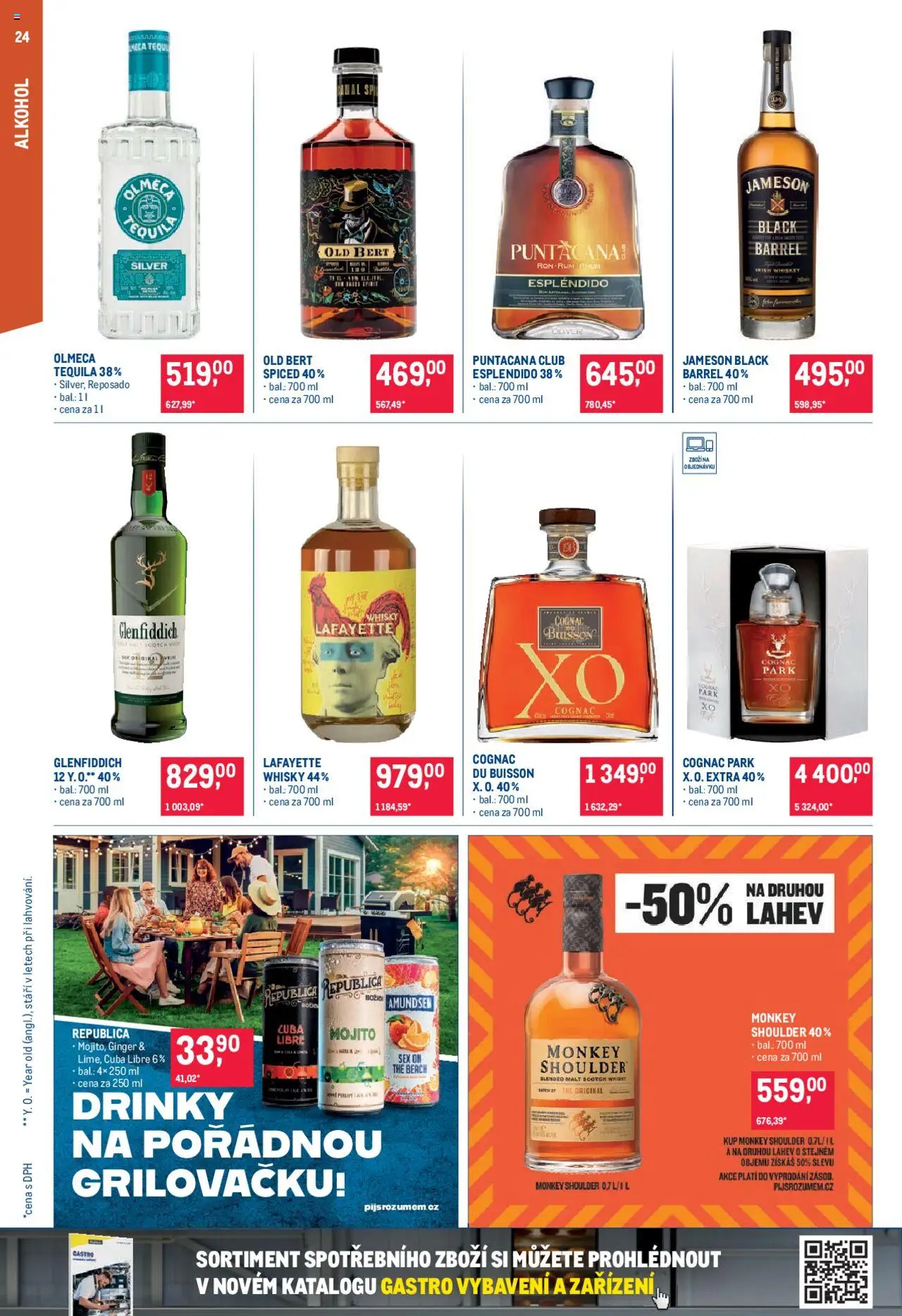 Makro leták - Pro milovníky jídla od 18.06.2025 | Strana: 24 | Produkty: Monkey Shoulder, Tequila, Mojito, Láhev