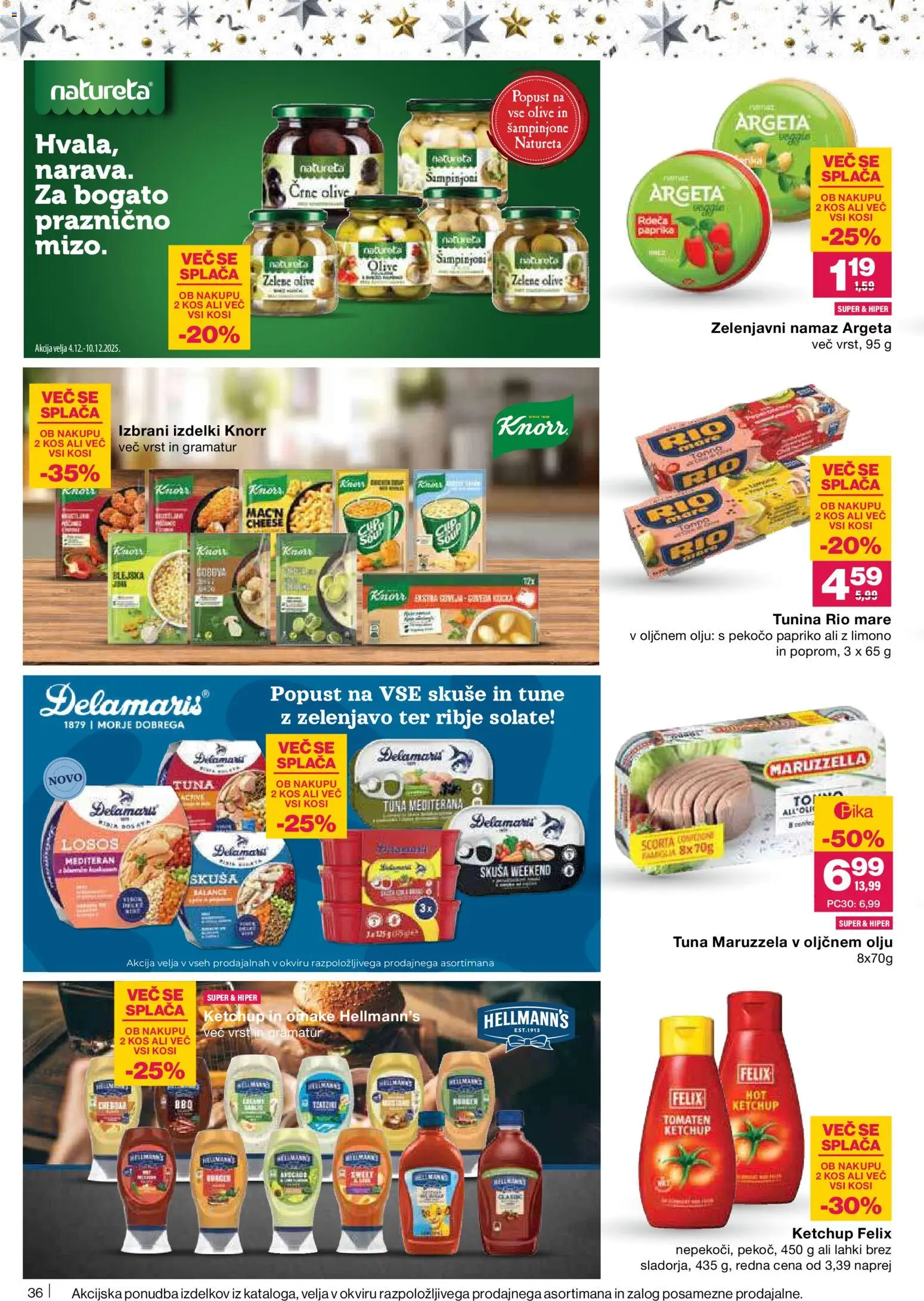 Novi Mercator katalog ponudbe – veljaven od 04.12.2025 | Stran: 36 | Izdelki: Tuna, Namaz, Kos, Olive