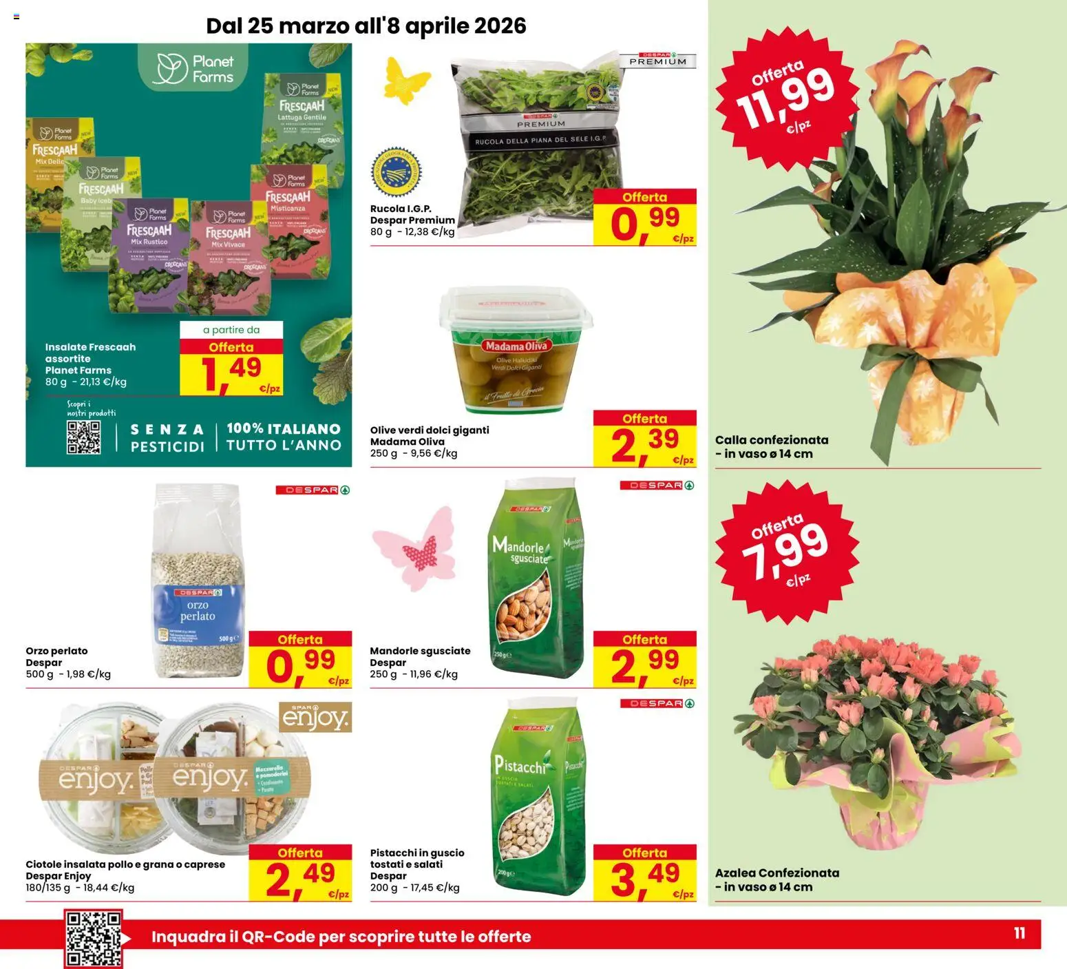 Volantino Eurospar del 26.03.2026 | Pagina: 11 | Prodotti: Misticanza, Mozzarella, Olive, Mandorle