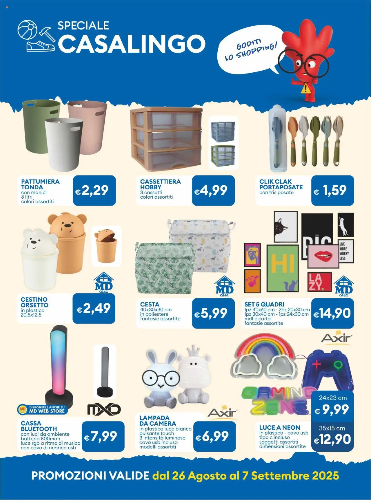 Volantino MD Discount del 26.08.2025 | Pagina: 31 | Prodotti: Posate, Pattumiera, Portaposate, Lampada